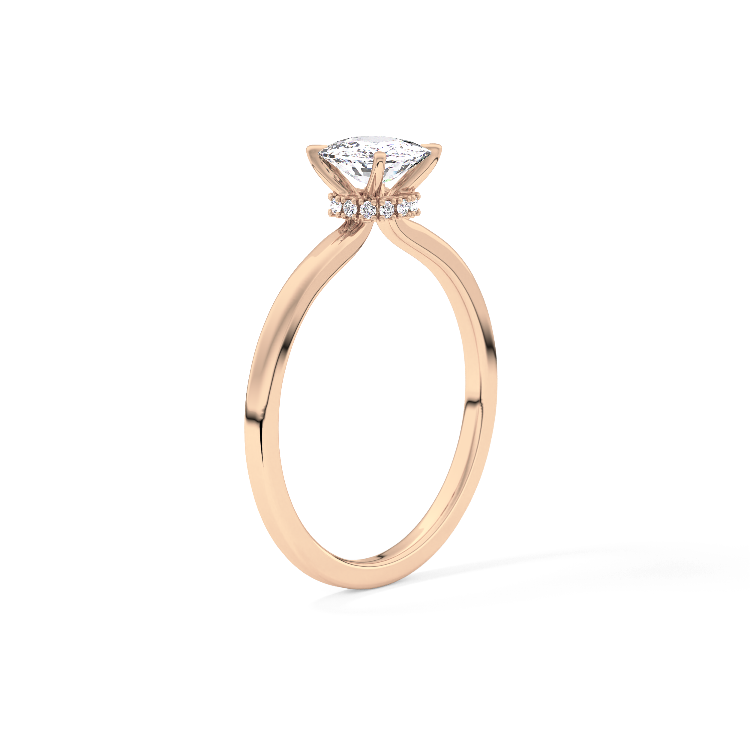 Cushion Hidden Halo Lab Grown Diamond Engagement Ring