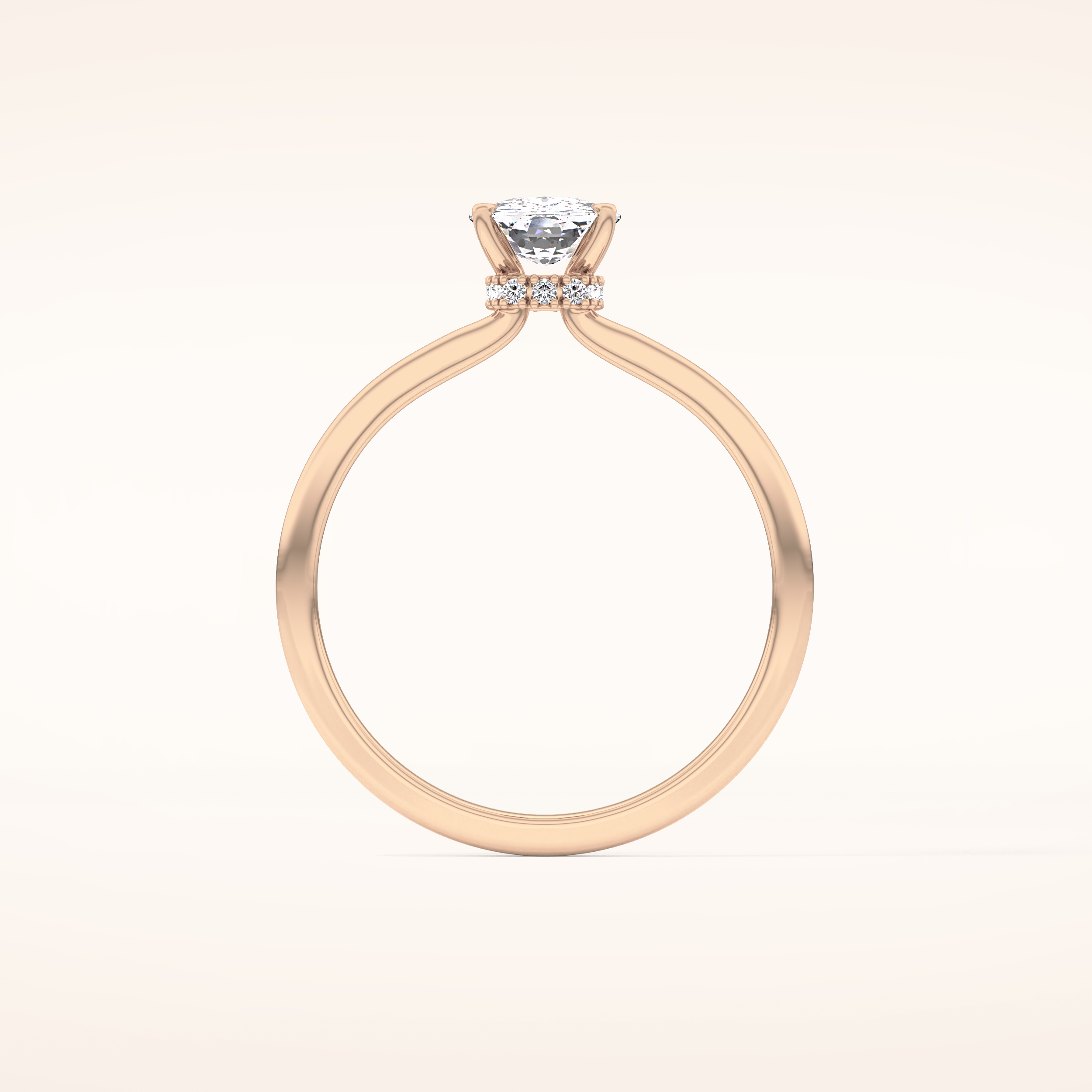 0.78 CT Cushion Shaped Hidden Halo Moissanite Engagement Ring