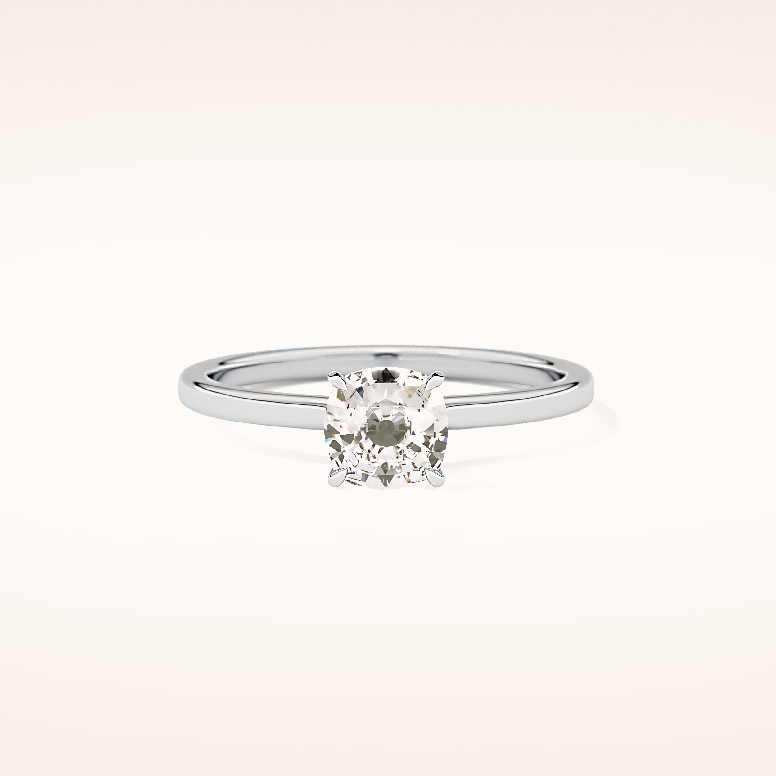 0.78 CT Cushion Shaped Hidden Halo Moissanite Engagement Ring