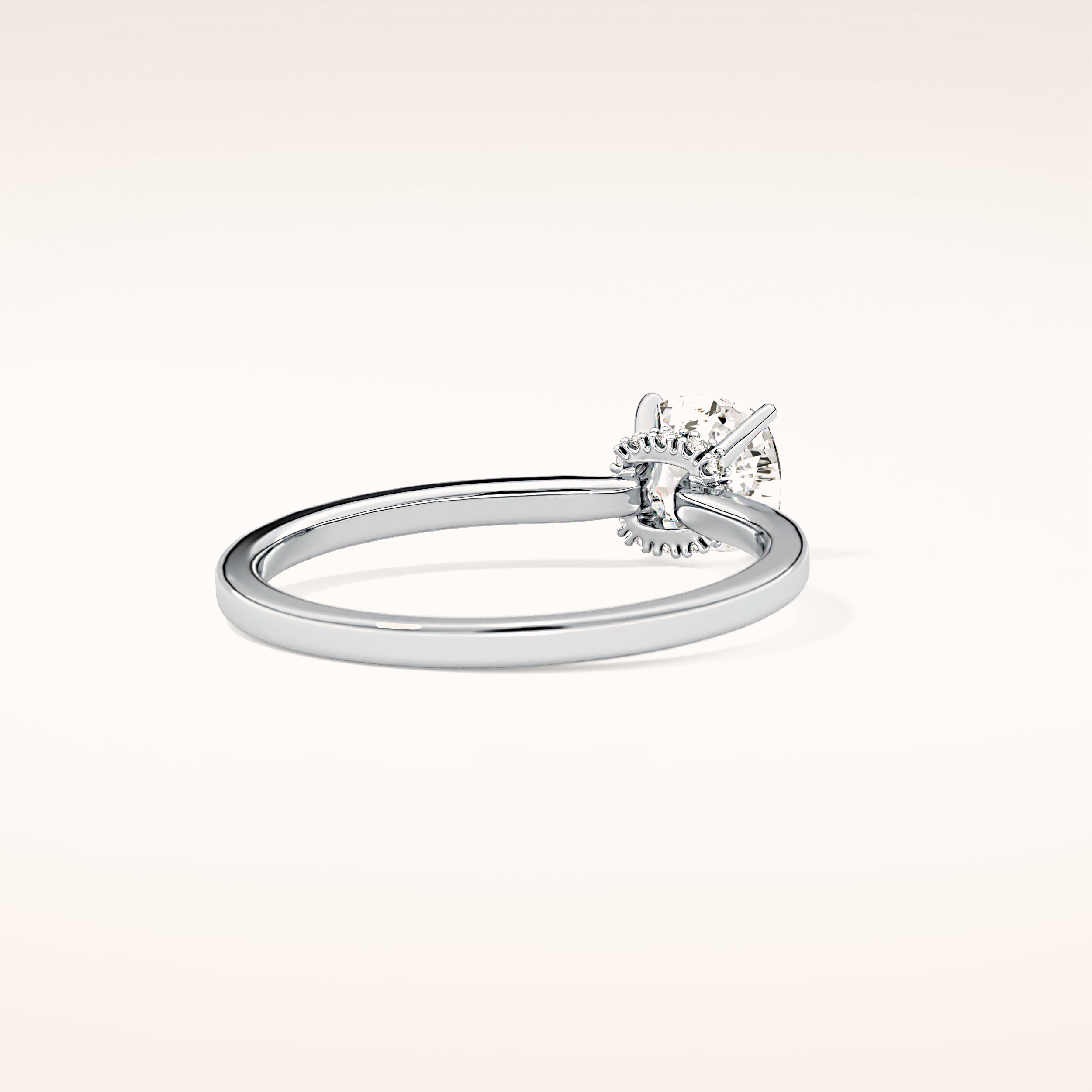 0.78 CT Cushion Shaped Hidden Halo Moissanite Engagement Ring