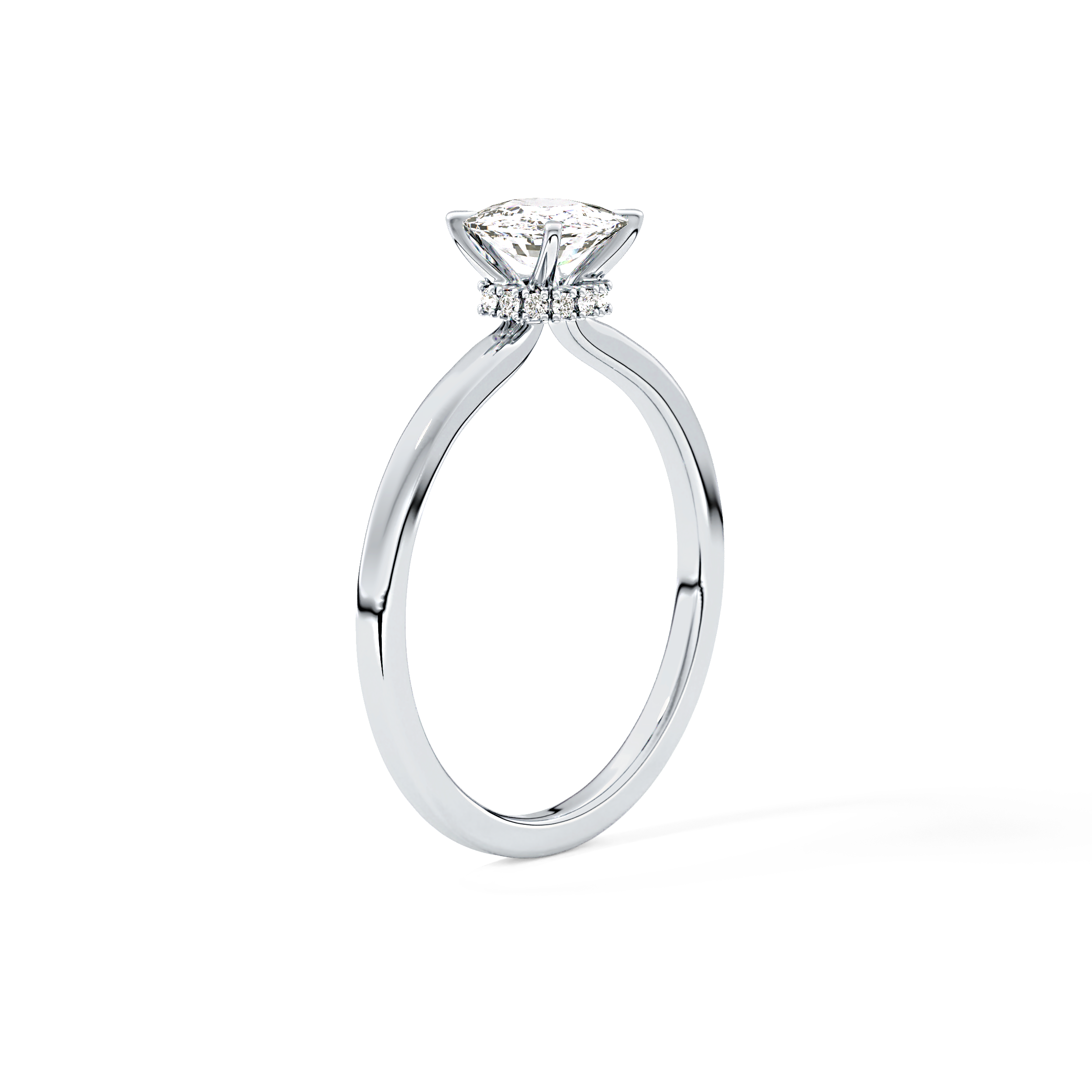 Cushion Hidden Halo Lab Grown Diamond Engagement Ring