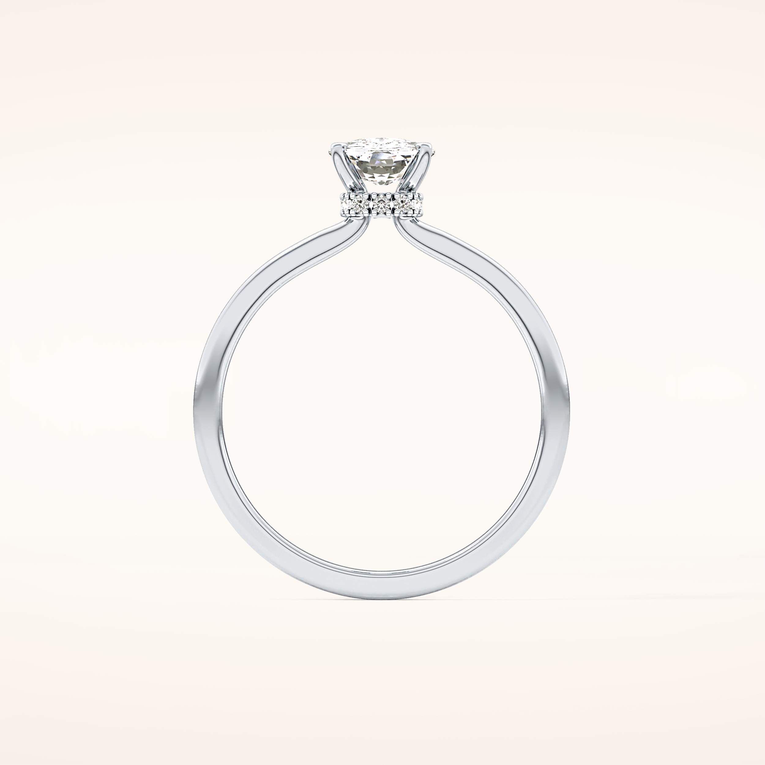 0.78 CT Cushion Shaped Hidden Halo Moissanite Engagement Ring