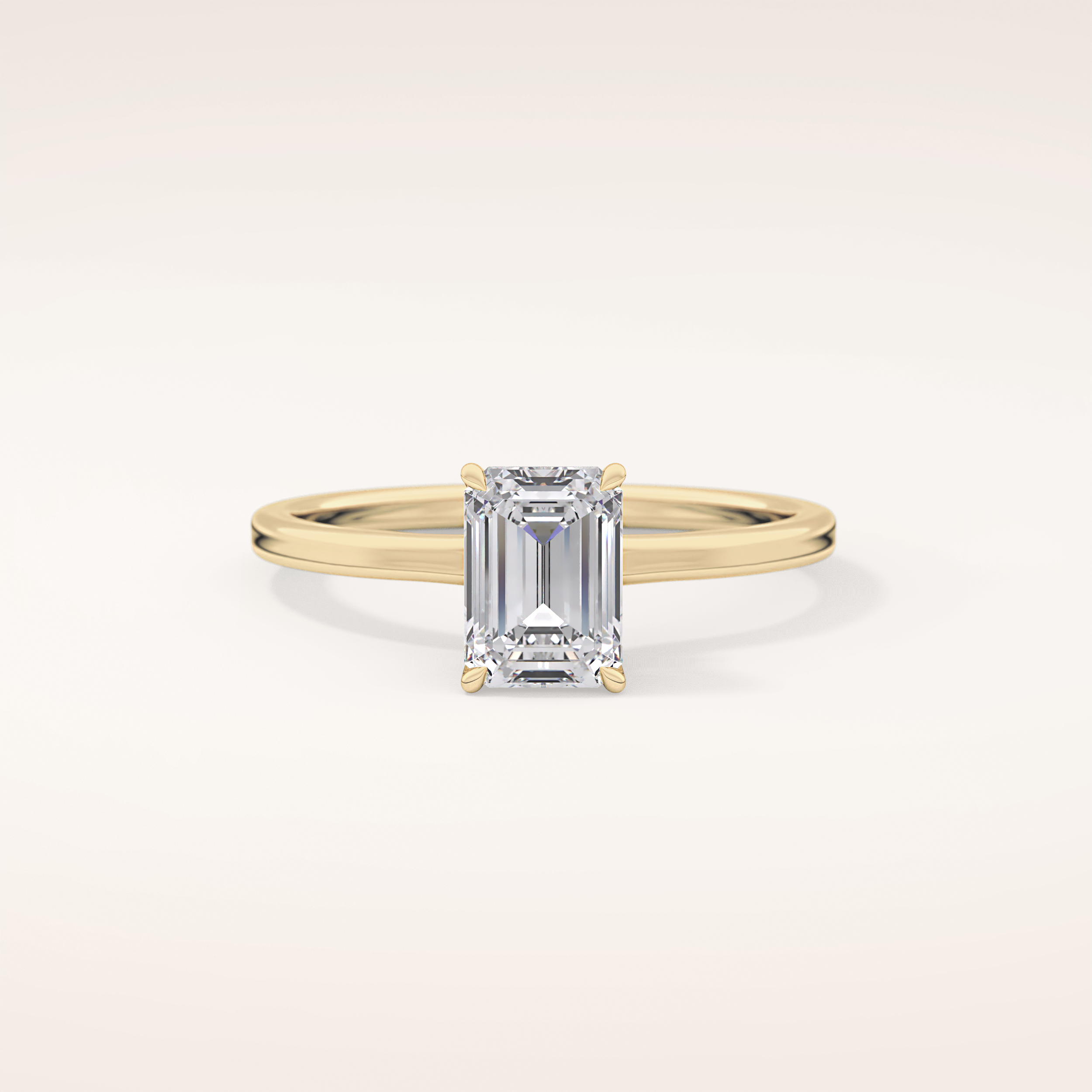 1.02 CT Emerald Shaped Hidden Halo Moissanite Engagement Ring