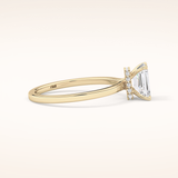1.02 CT Emerald Shaped Hidden Halo Moissanite Engagement Ring
