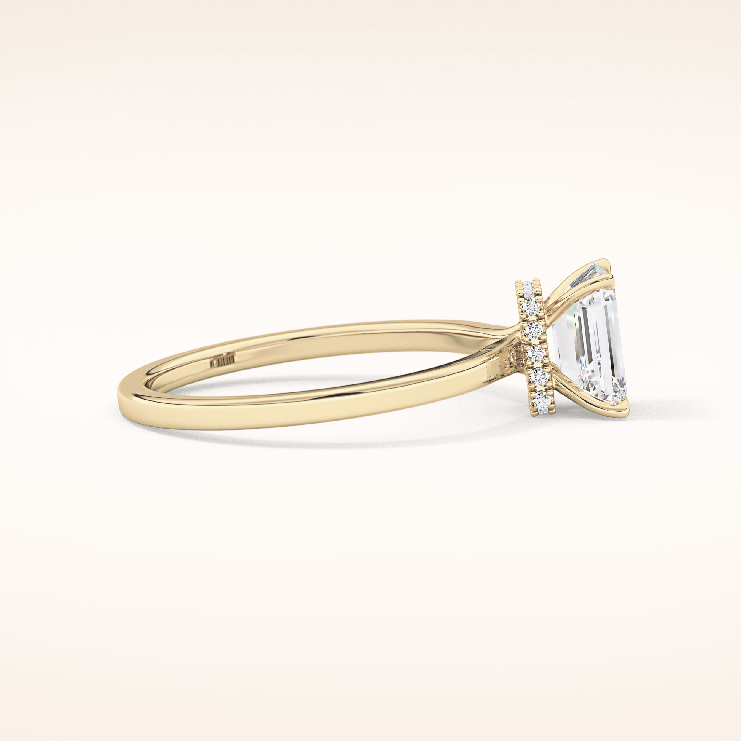 1.02 CT Emerald Shaped Hidden Halo Moissanite Engagement Ring