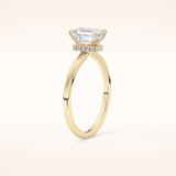 1.02 CT Emerald Shaped Hidden Halo Moissanite Engagement Ring