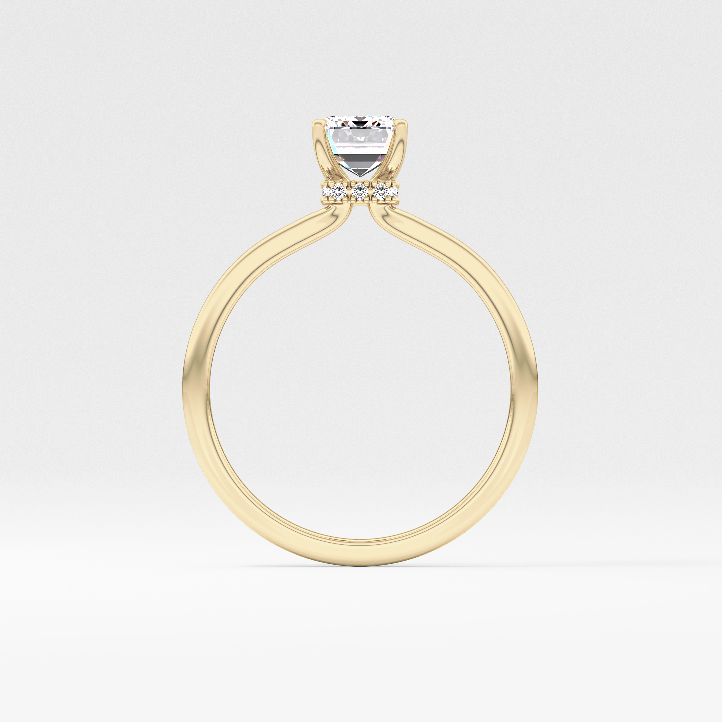 Emerald Hidden Halo Lab Grown Diamond Engagement Ring