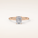 1.02 CT Emerald Shaped Hidden Halo Moissanite Engagement Ring
