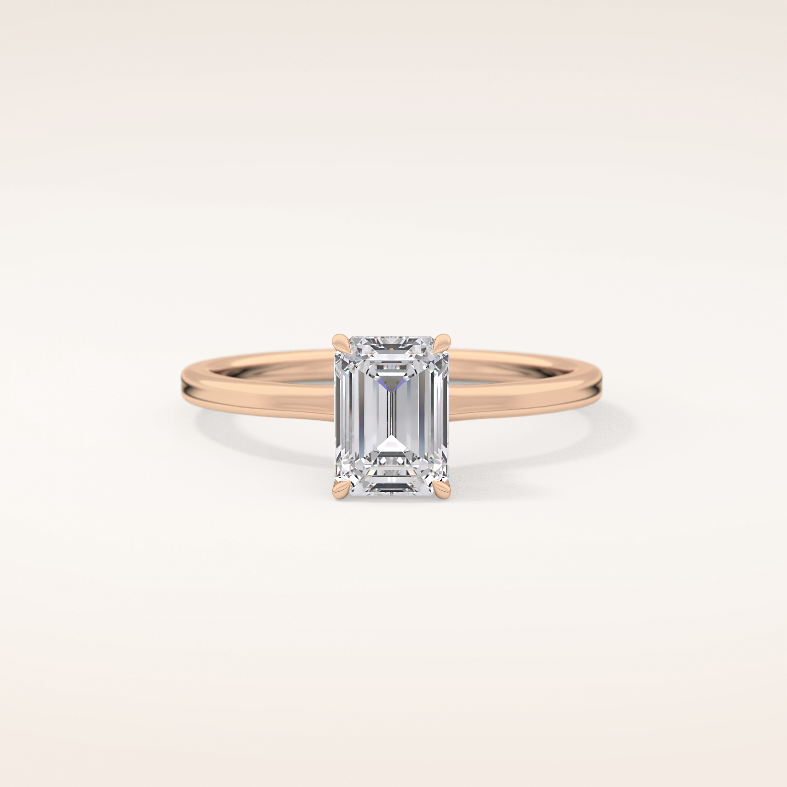 1.02 CT Emerald Shaped Hidden Halo Moissanite Engagement Ring