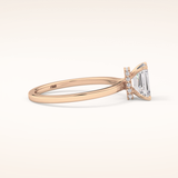 1.02 CT Emerald Shaped Hidden Halo Moissanite Engagement Ring