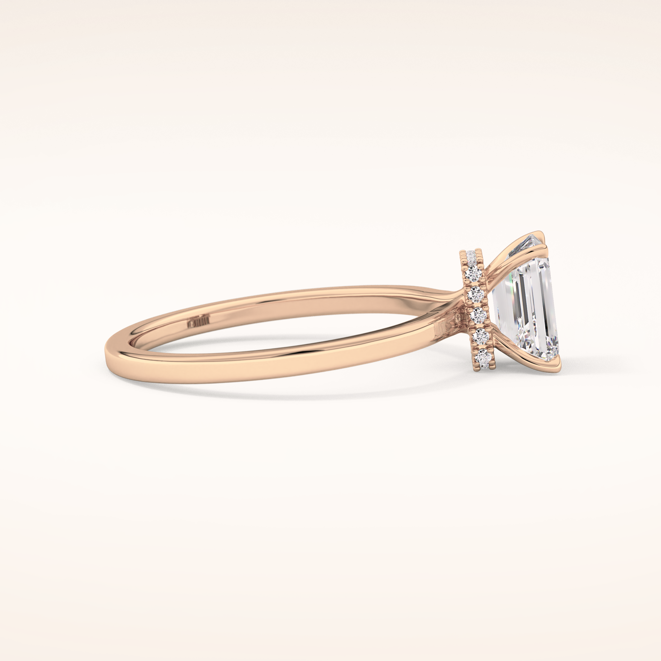 1.02 CT Emerald Shaped Hidden Halo Moissanite Engagement Ring