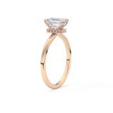 Emerald Hidden Halo Lab Grown Diamond Engagement Ring