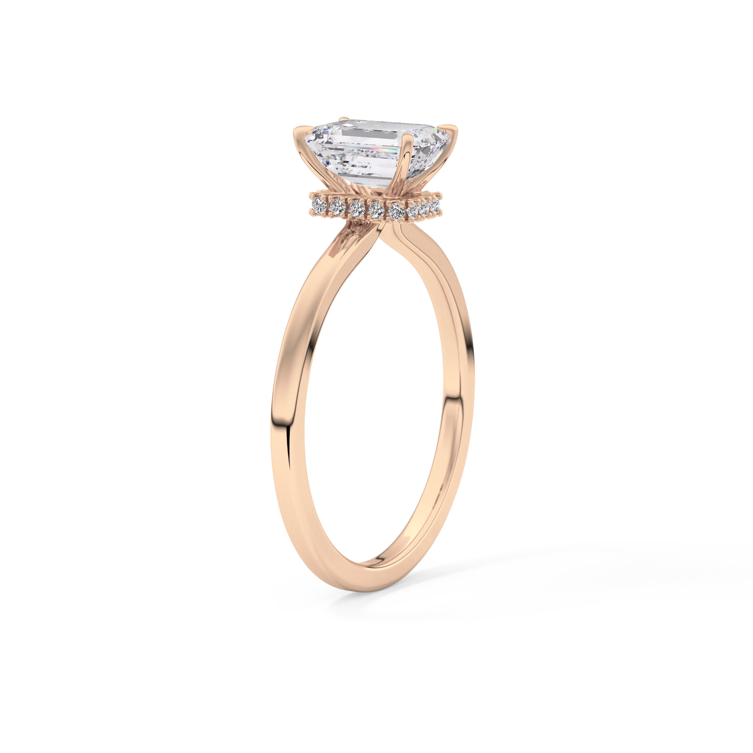 Emerald Hidden Halo Lab Grown Diamond Engagement Ring
