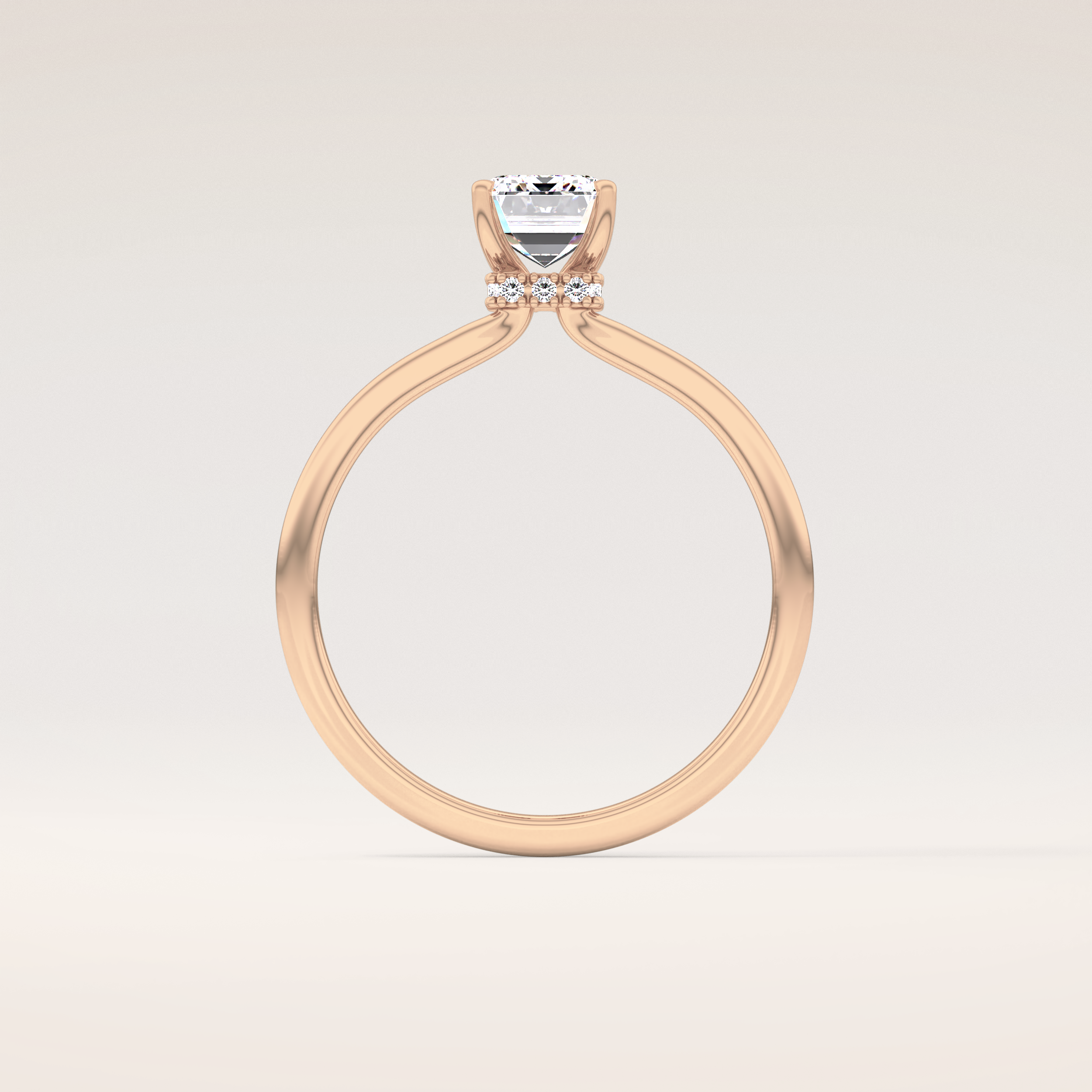 1.02 CT Emerald Shaped Hidden Halo Moissanite Engagement Ring