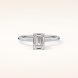 1.02 CT Emerald Shaped Hidden Halo Moissanite Engagement Ring