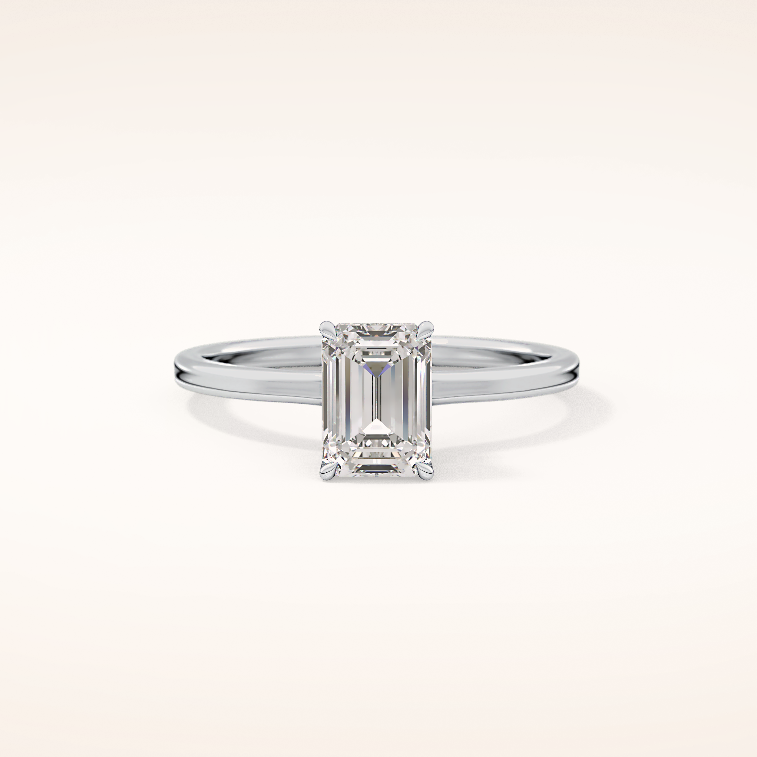 1.02 CT Emerald Shaped Hidden Halo Moissanite Engagement Ring