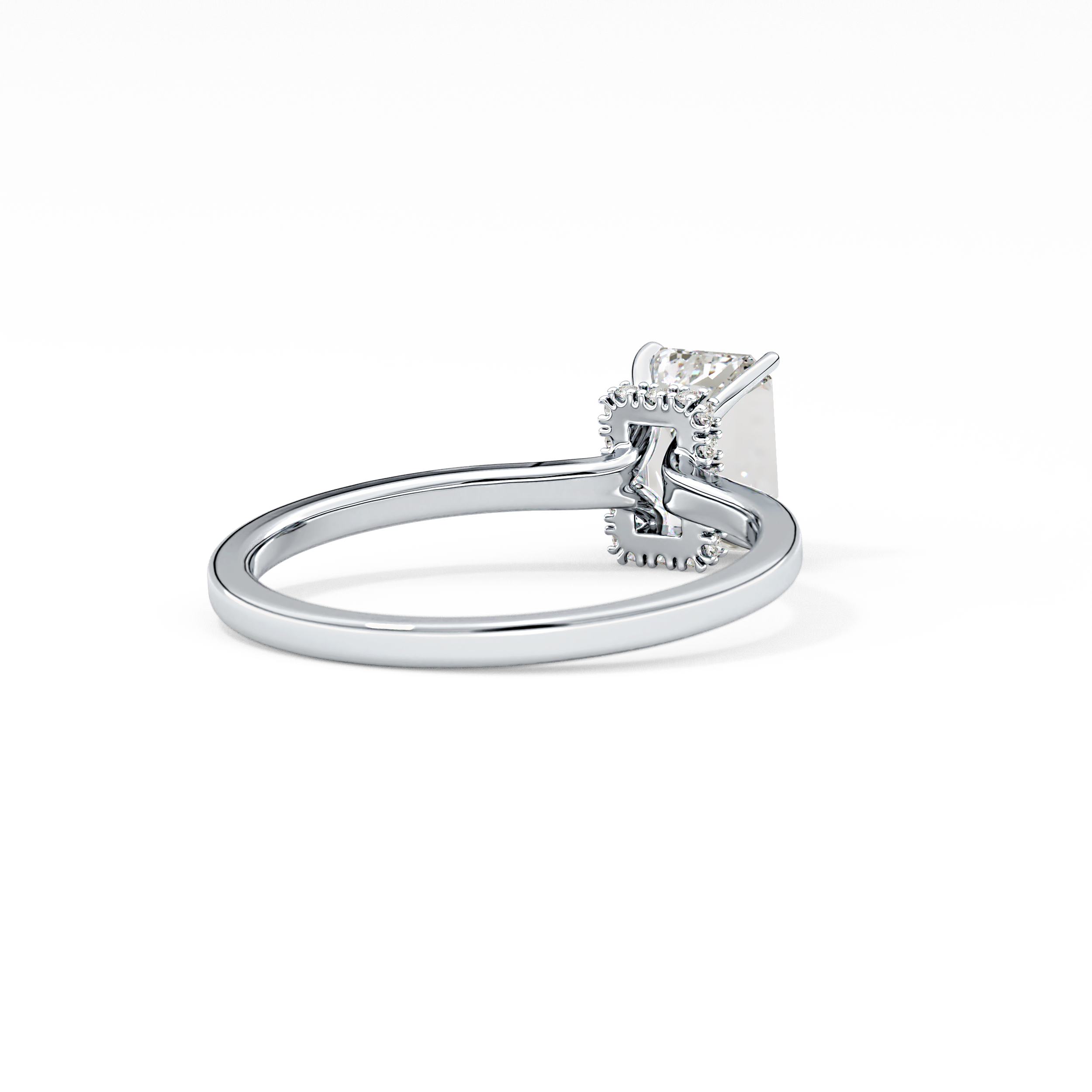 Emerald Hidden Halo Lab Grown Diamond Engagement Ring