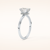 1.02 CT Emerald Shaped Hidden Halo Moissanite Engagement Ring