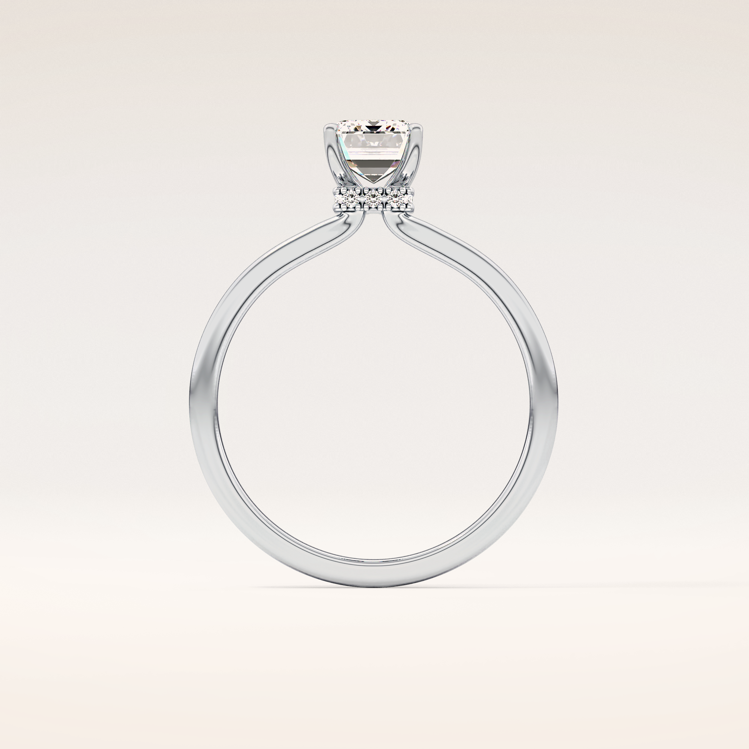 1.02 CT Emerald Shaped Hidden Halo Moissanite Engagement Ring