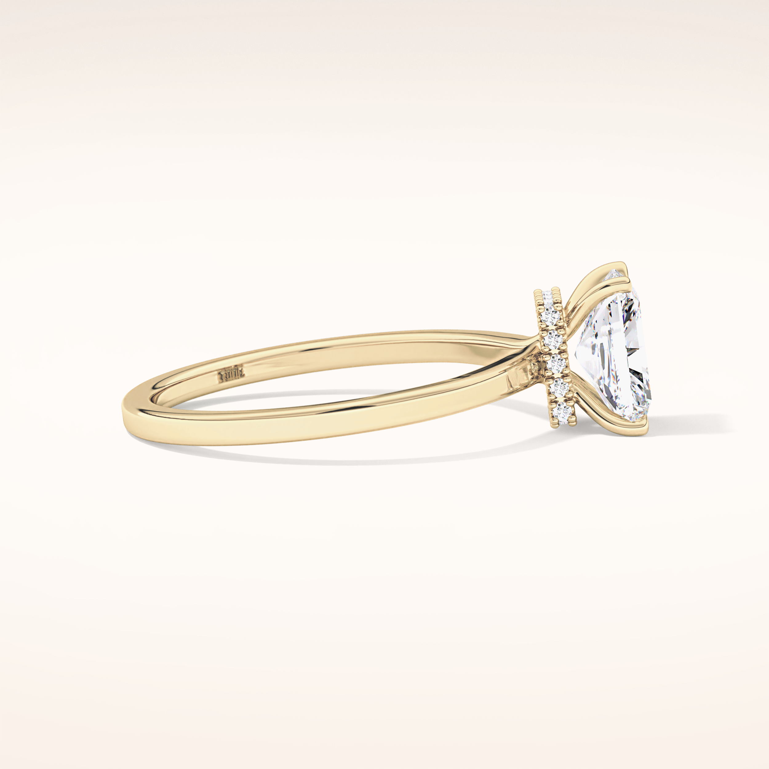 1.21 CT Radiant Shaped Hidden Halo Moissanite Engagement Ring