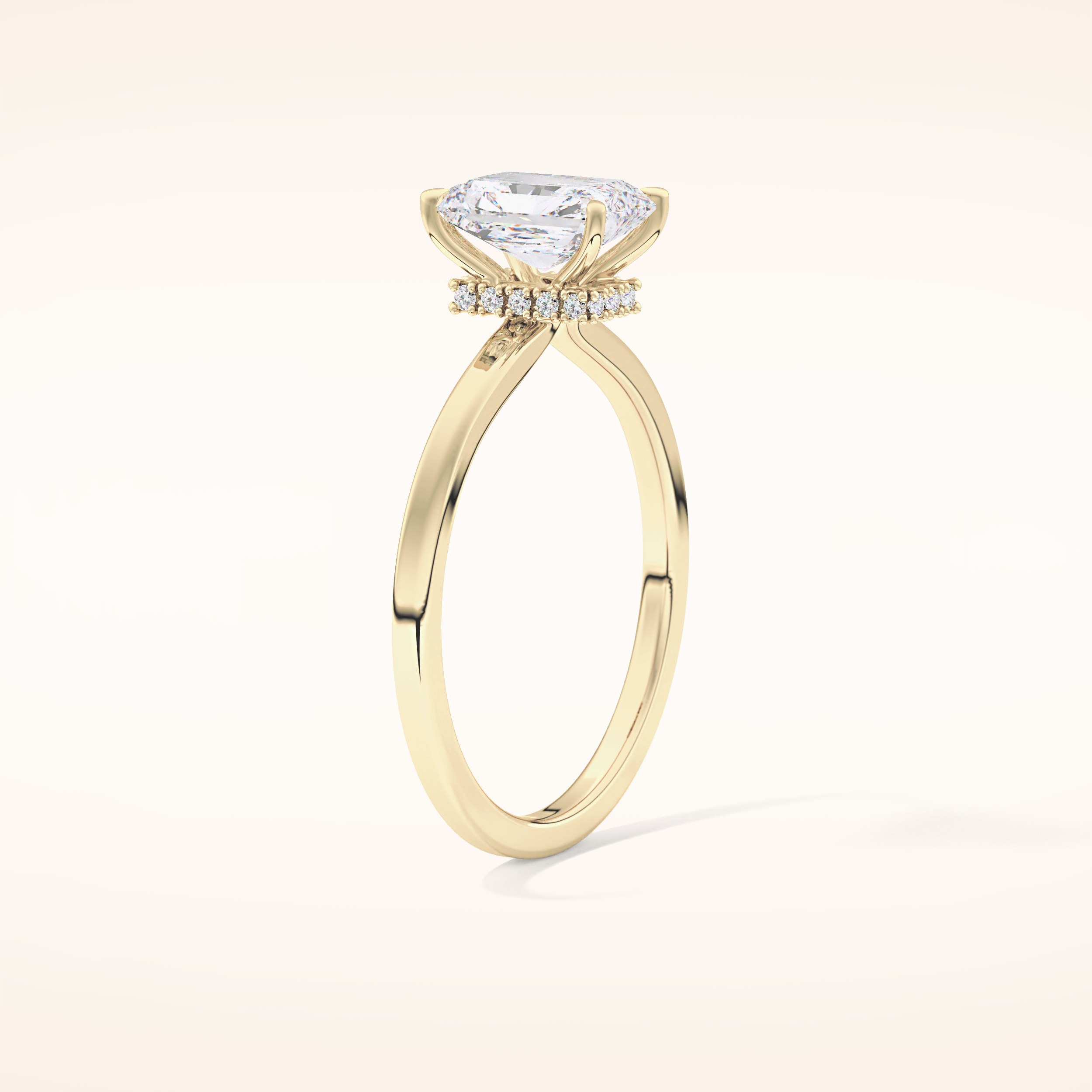 1.21 CT Radiant Shaped Hidden Halo Moissanite Engagement Ring
