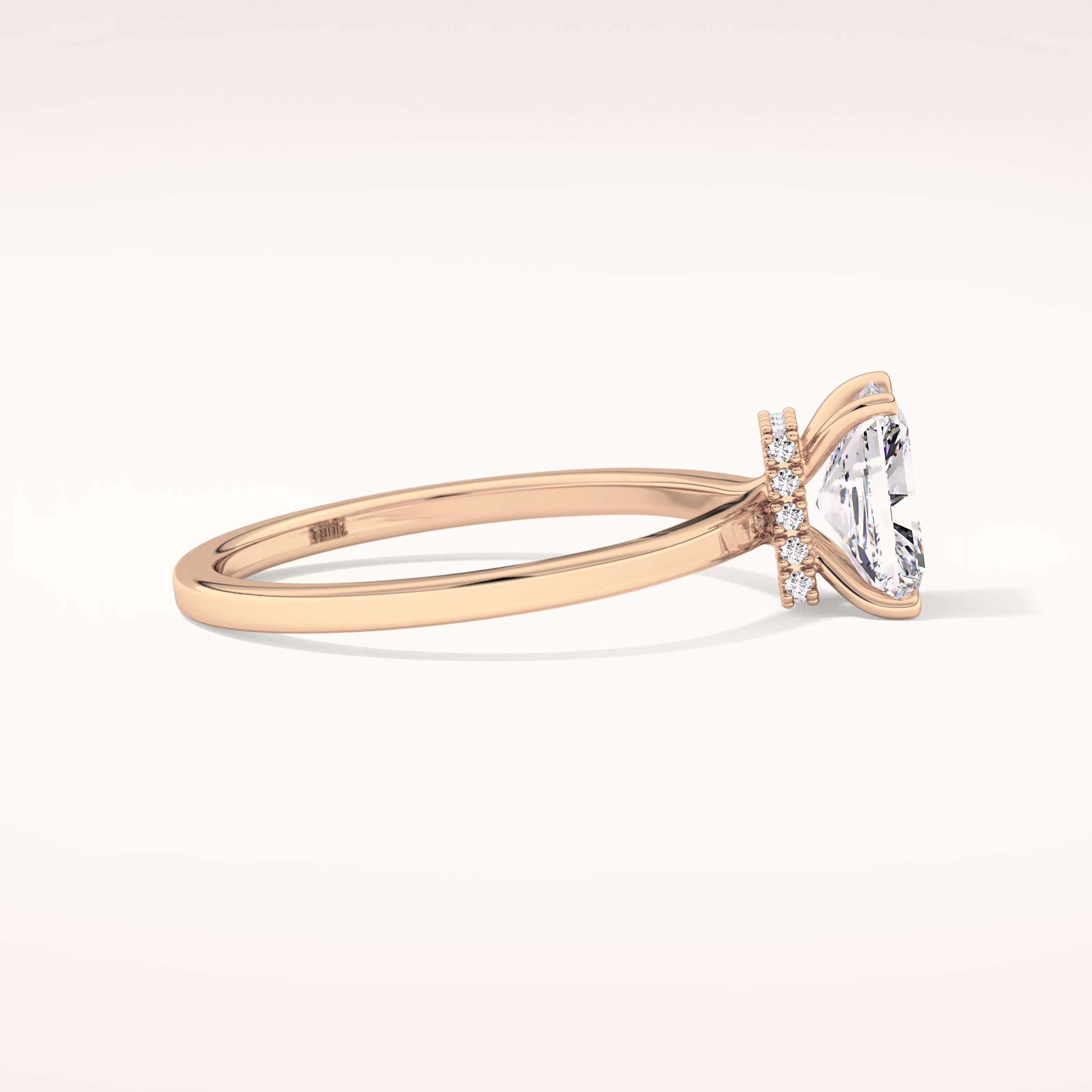 1.21 CT Radiant Shaped Hidden Halo Moissanite Engagement Ring