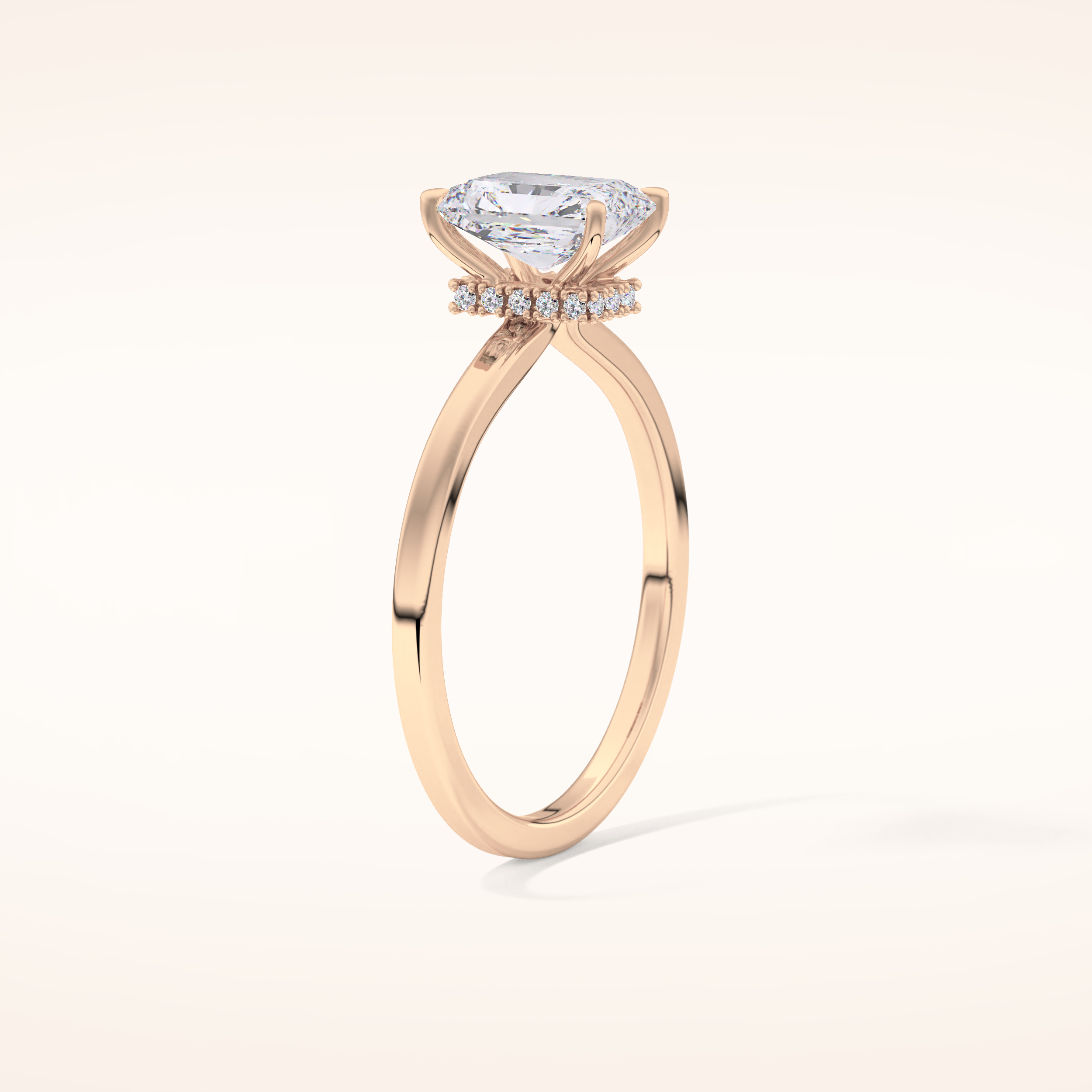 1.21 CT Radiant Shaped Hidden Halo Moissanite Engagement Ring