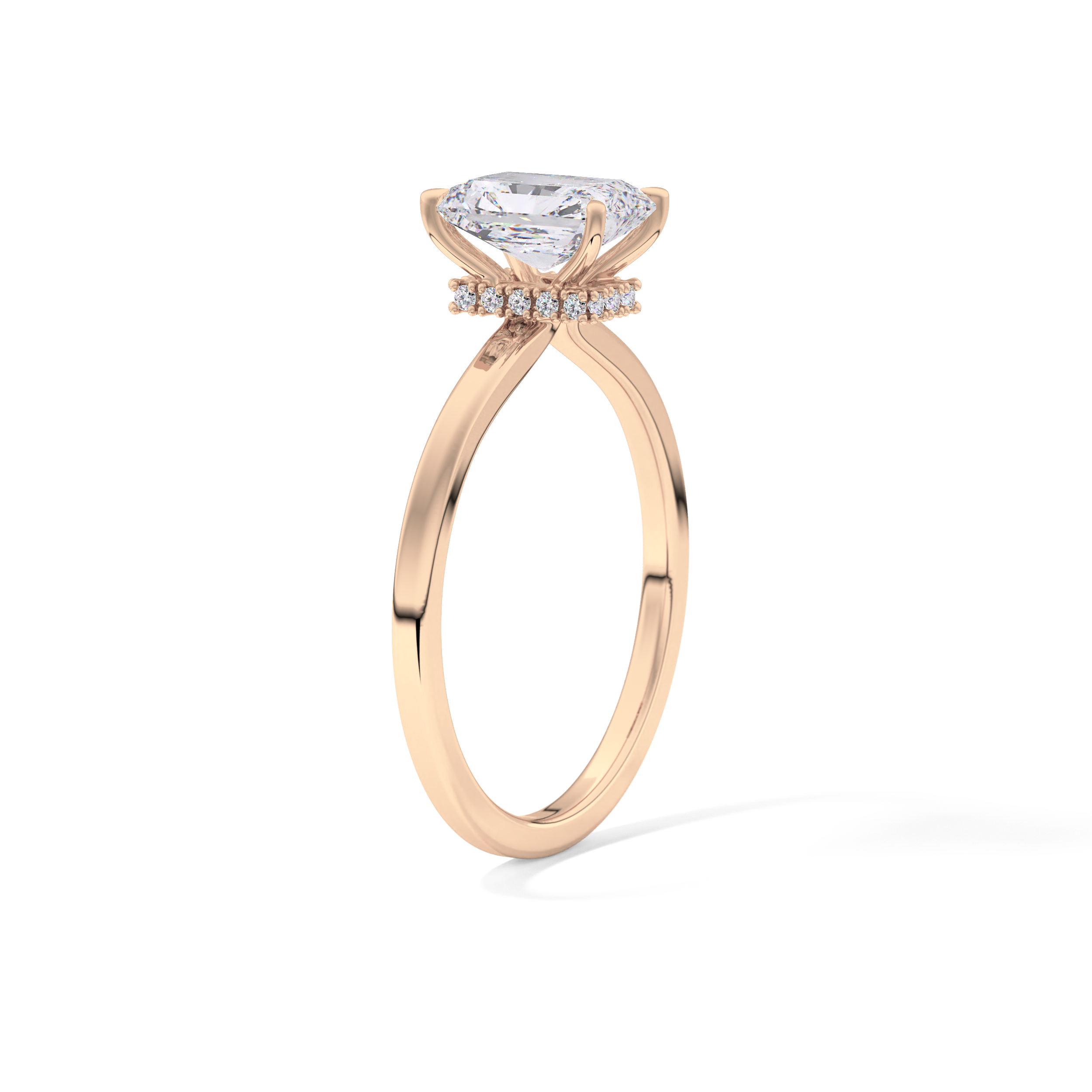 Radiant Hidden Halo Lab Grown Diamond Engagement Ring