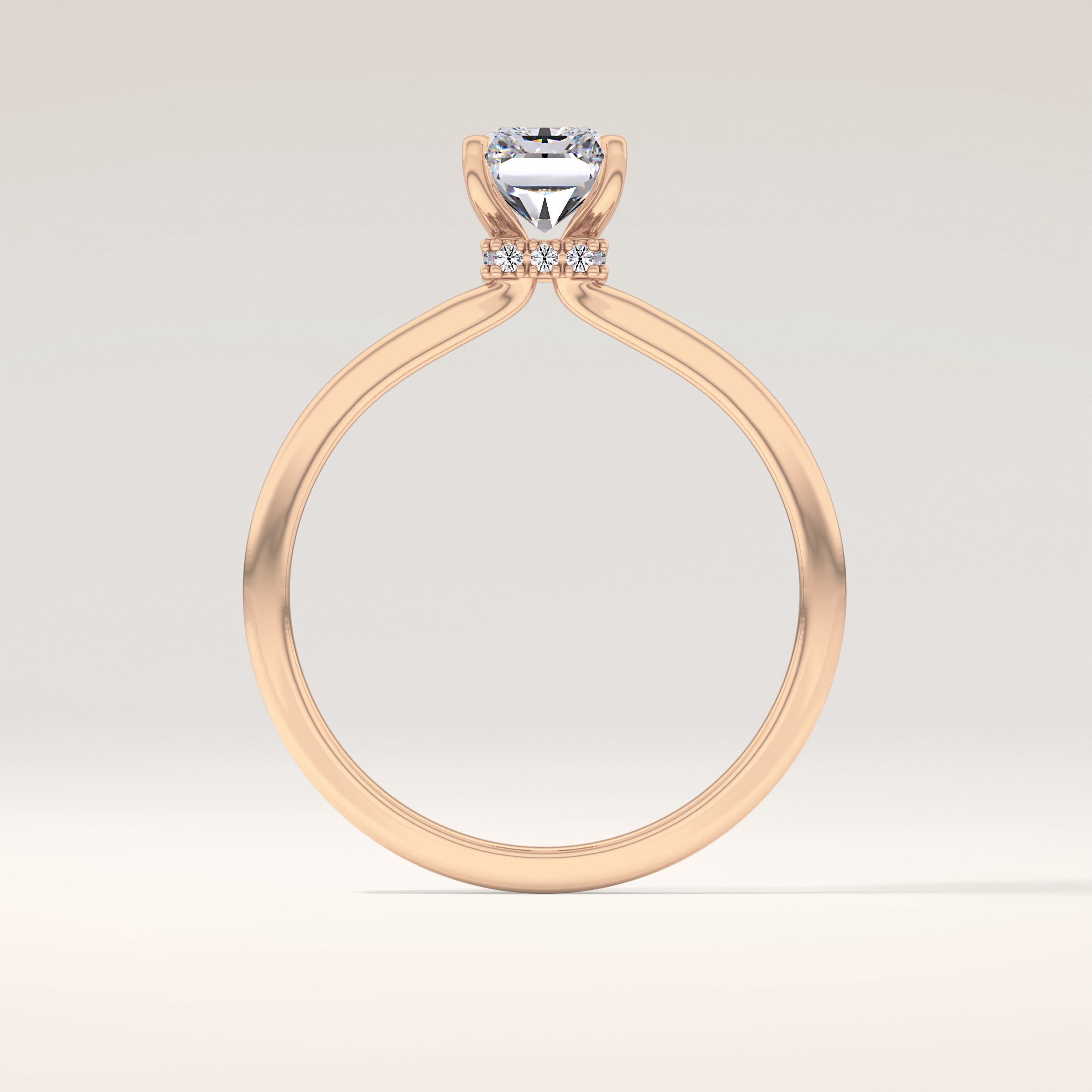 1.21 CT Radiant Shaped Hidden Halo Moissanite Engagement Ring