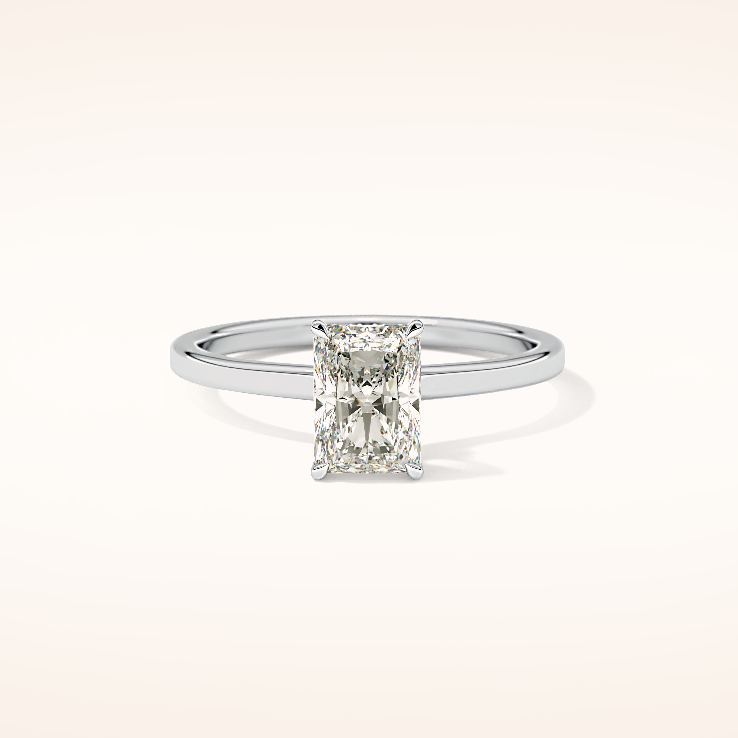 1.21 CT Radiant Shaped Hidden Halo Moissanite Engagement Ring