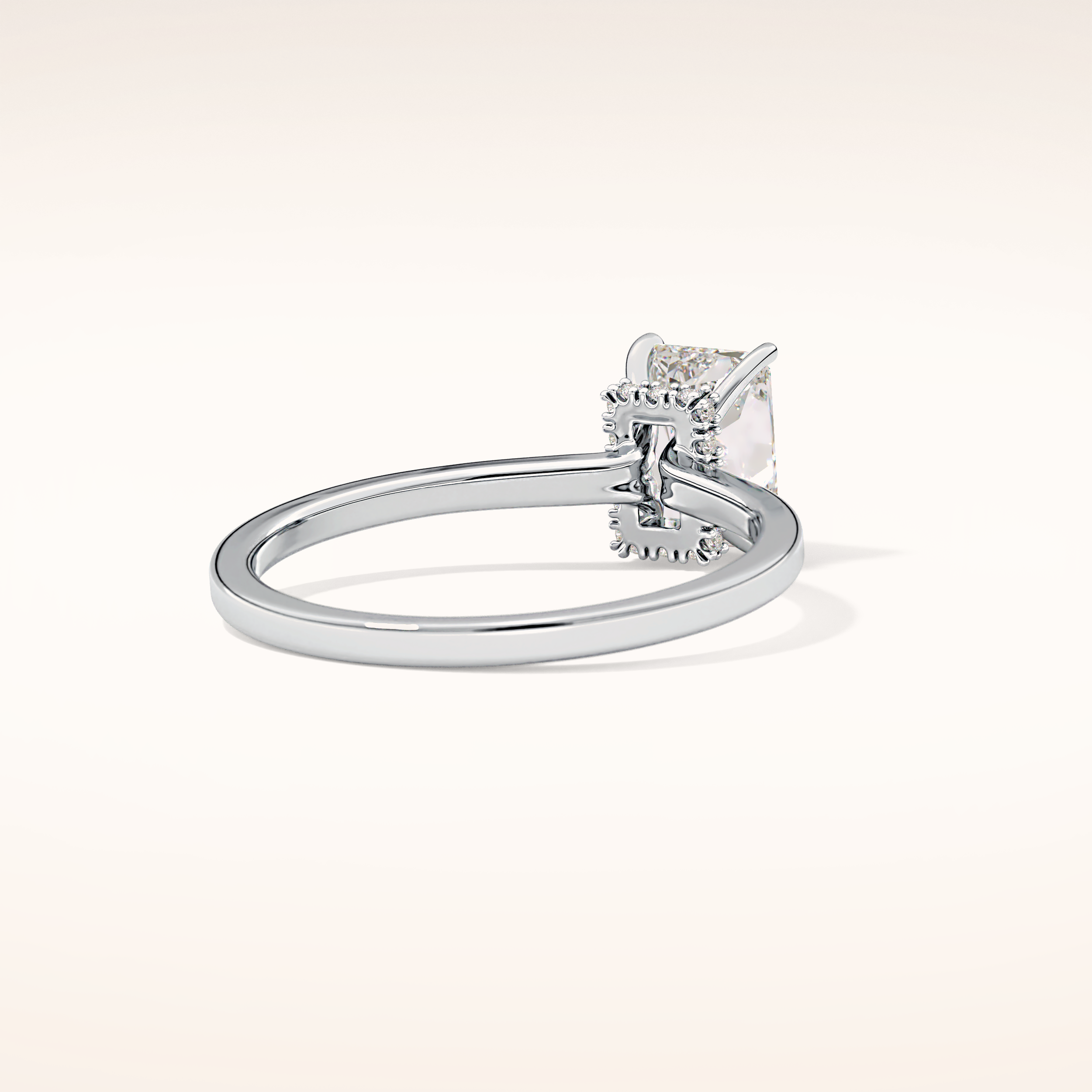 1.21 CT Radiant Shaped Hidden Halo Moissanite Engagement Ring