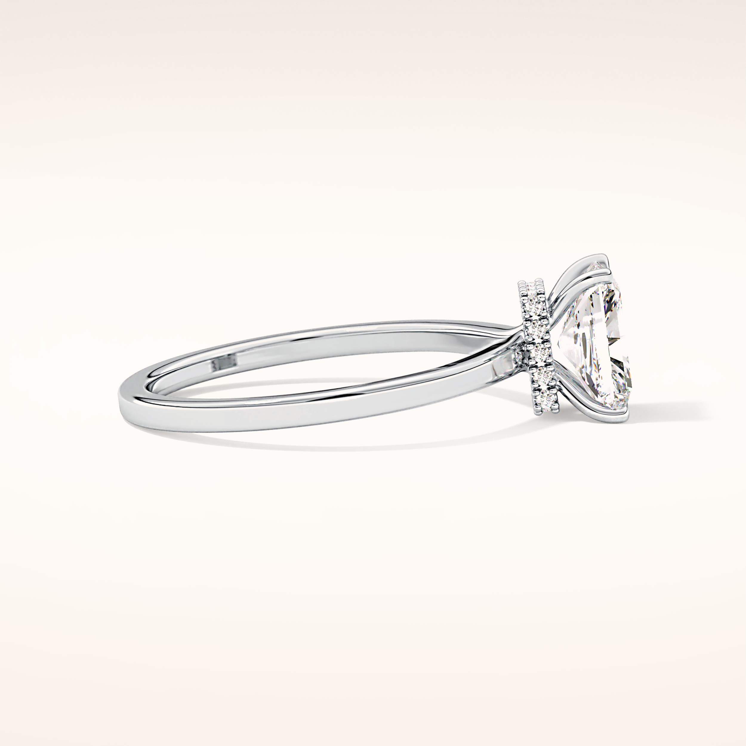 1.21 CT Radiant Shaped Hidden Halo Moissanite Engagement Ring