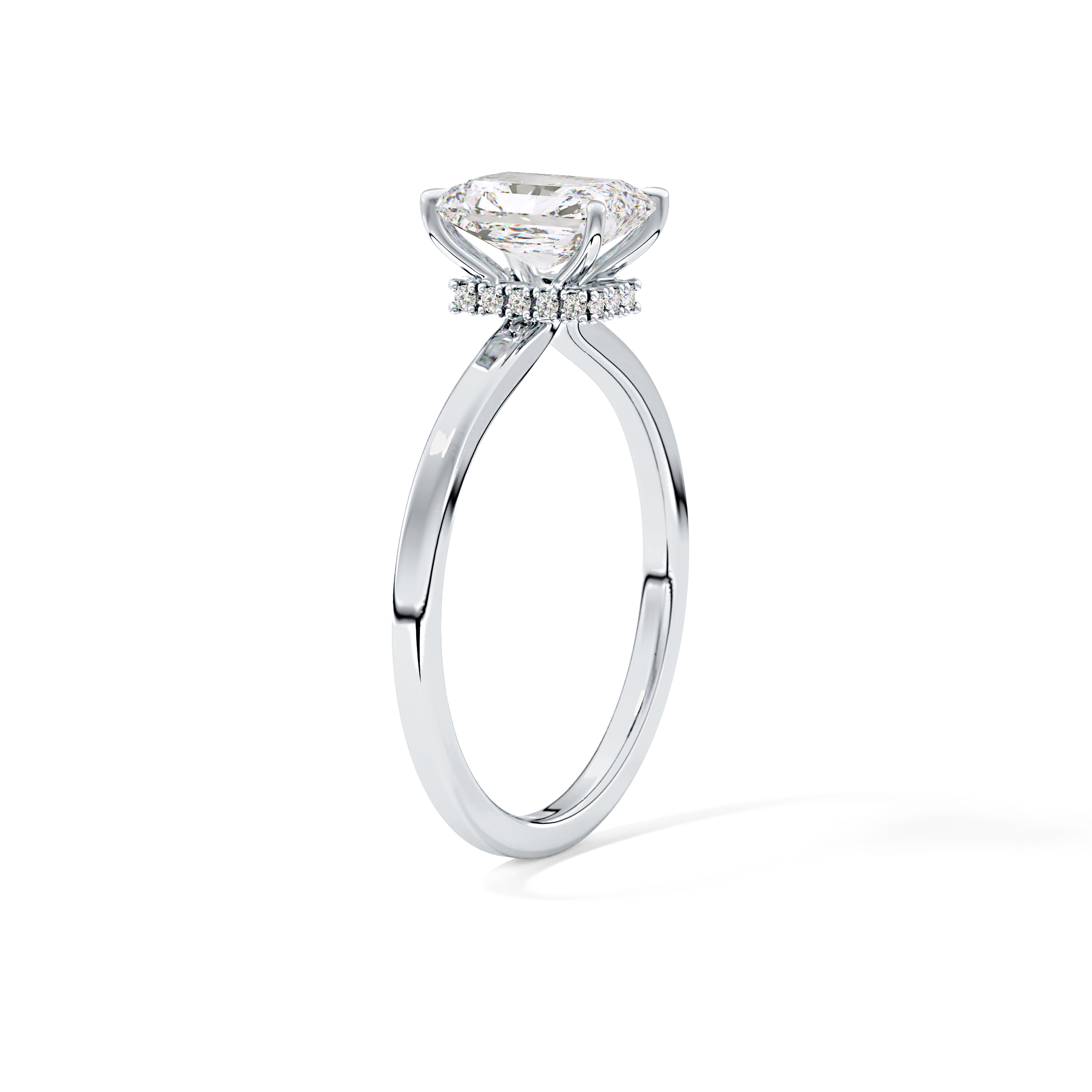 Radiant Hidden Halo Lab Grown Diamond Engagement Ring