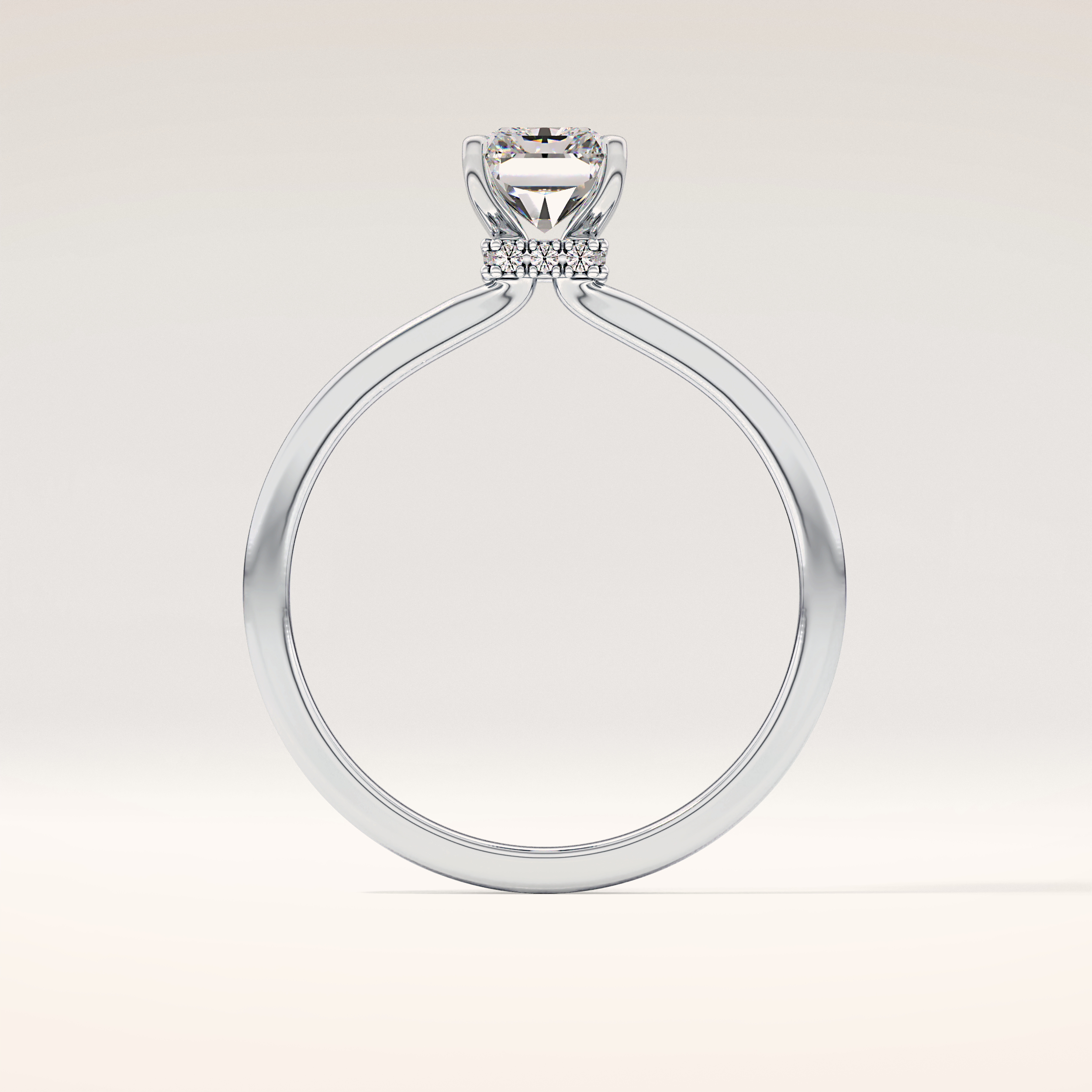 1.21 CT Radiant Shaped Hidden Halo Moissanite Engagement Ring