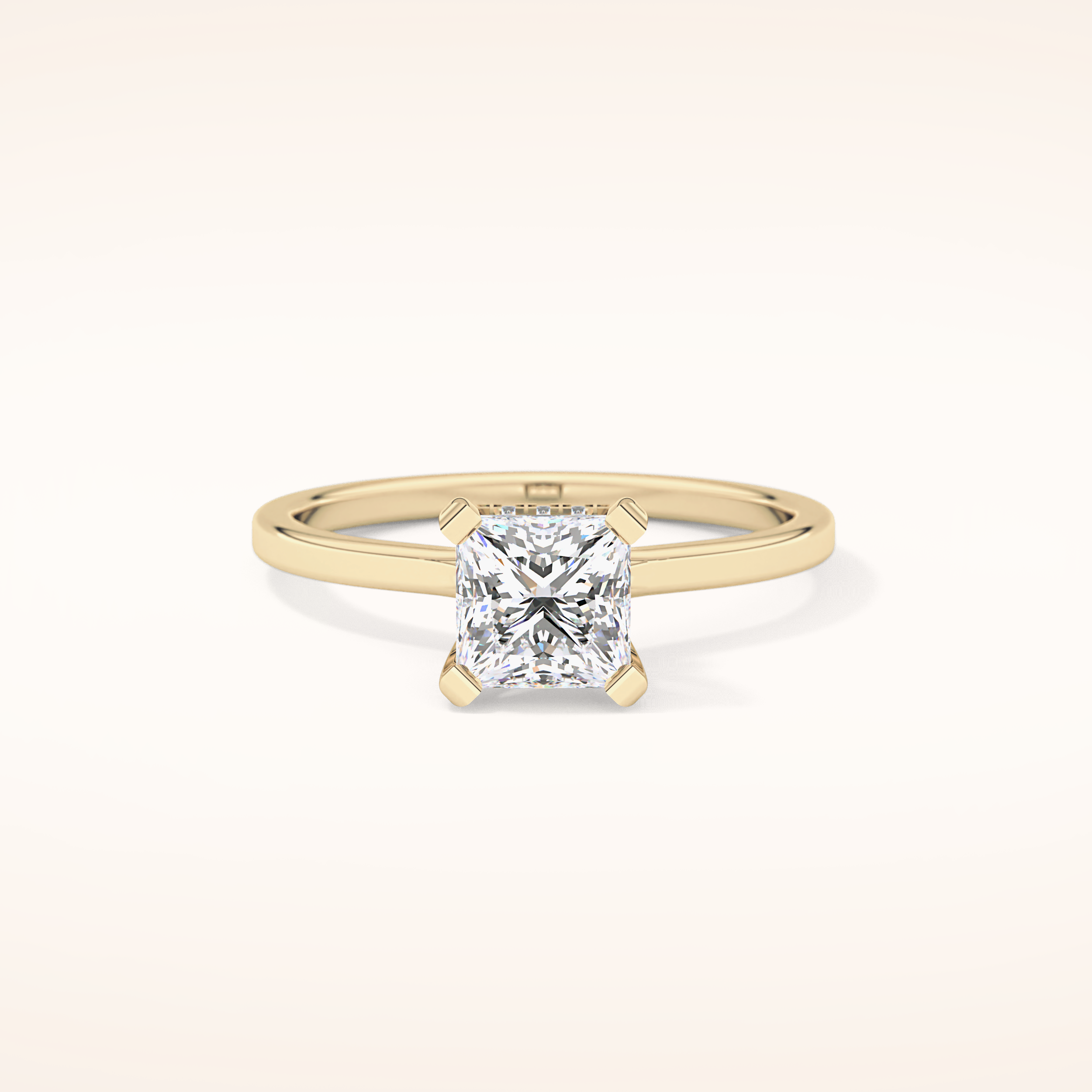 1.04 CT Princess Shaped Hidden Halo Moissanite Engagement Ring