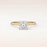 1.04 CT Princess Shaped Hidden Halo Moissanite Engagement Ring
