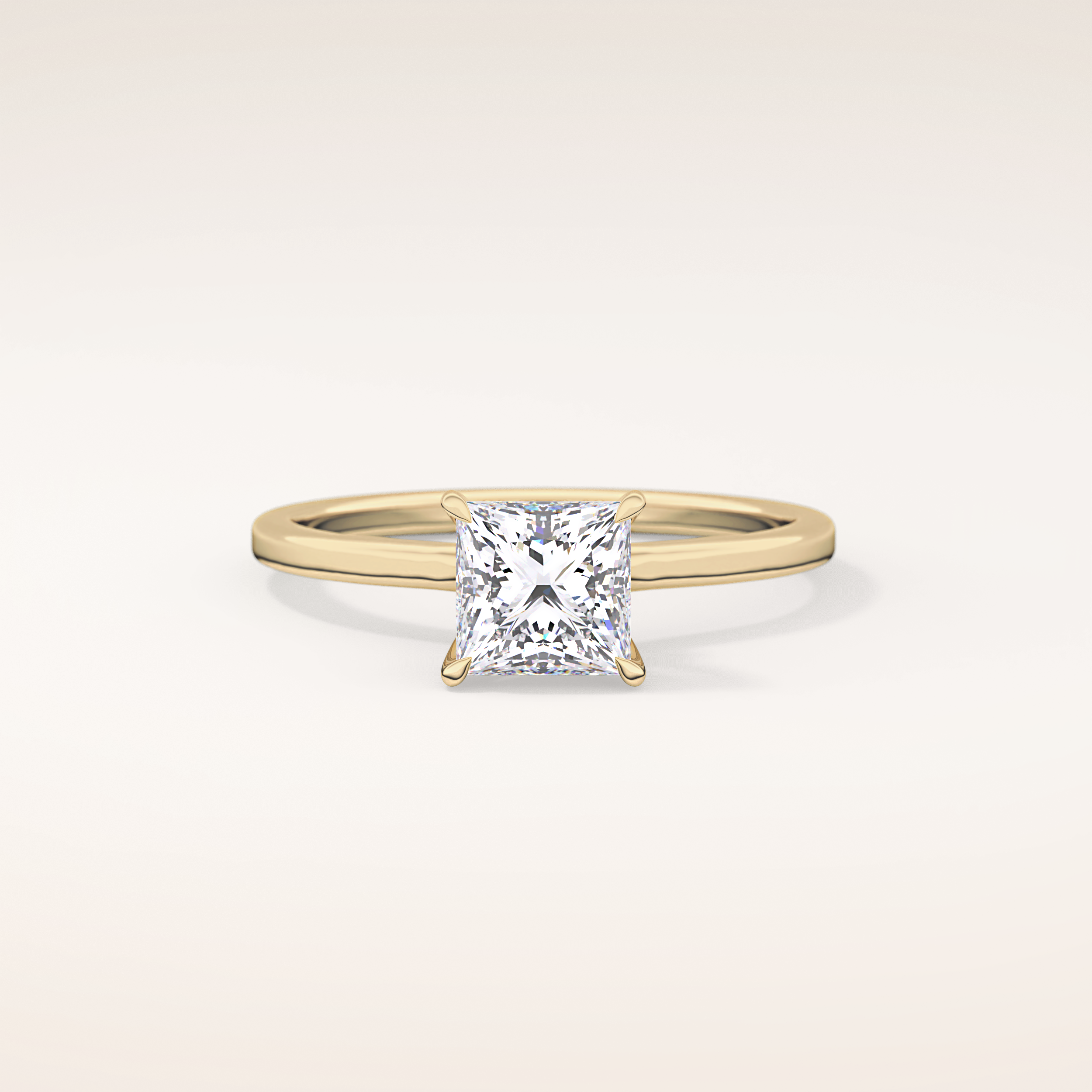 1.04 CT Princess Shaped Hidden Halo Moissanite Engagement Ring