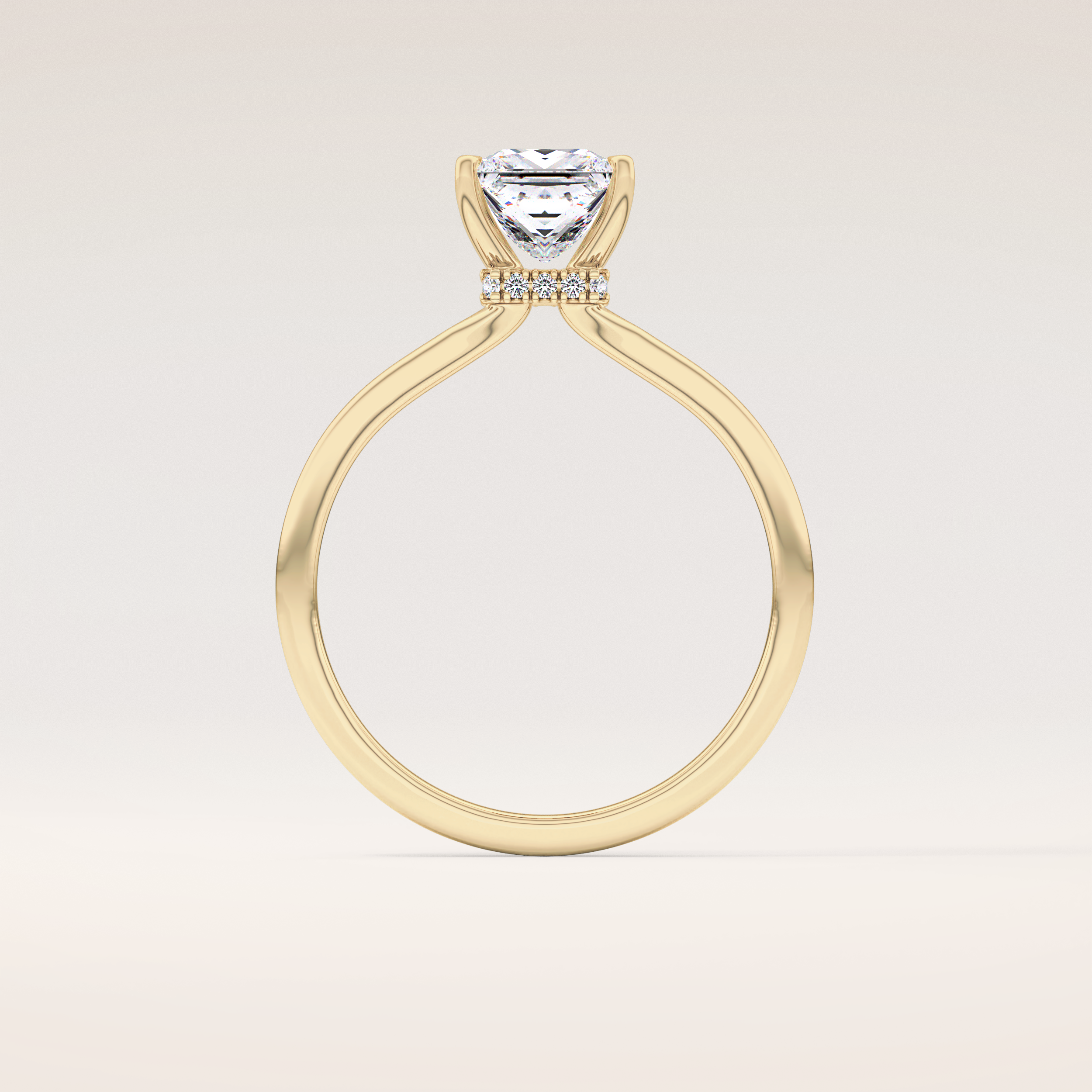 1.04 CT Princess Shaped Hidden Halo Moissanite Engagement Ring