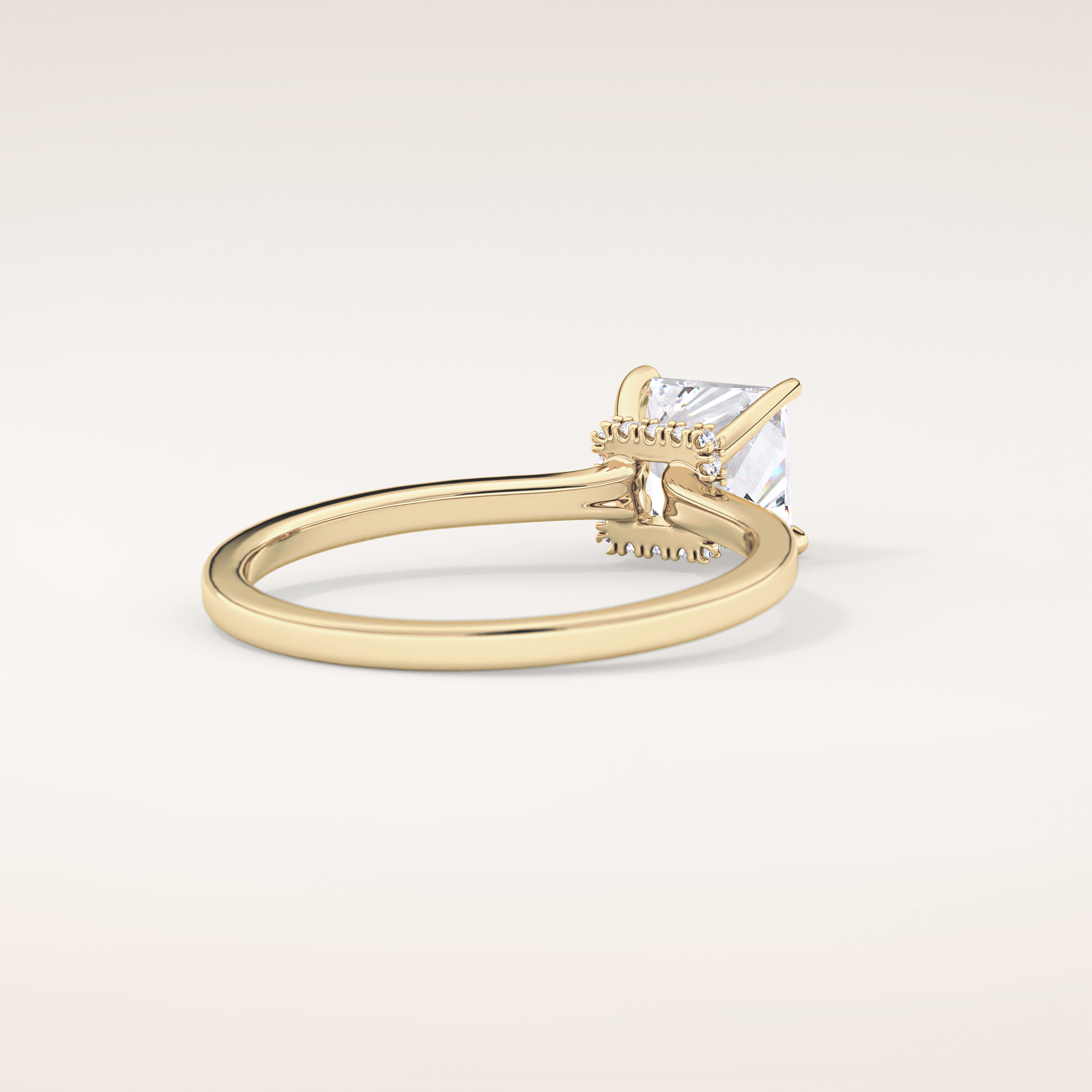 1.04 CT Princess Shaped Hidden Halo Moissanite Engagement Ring