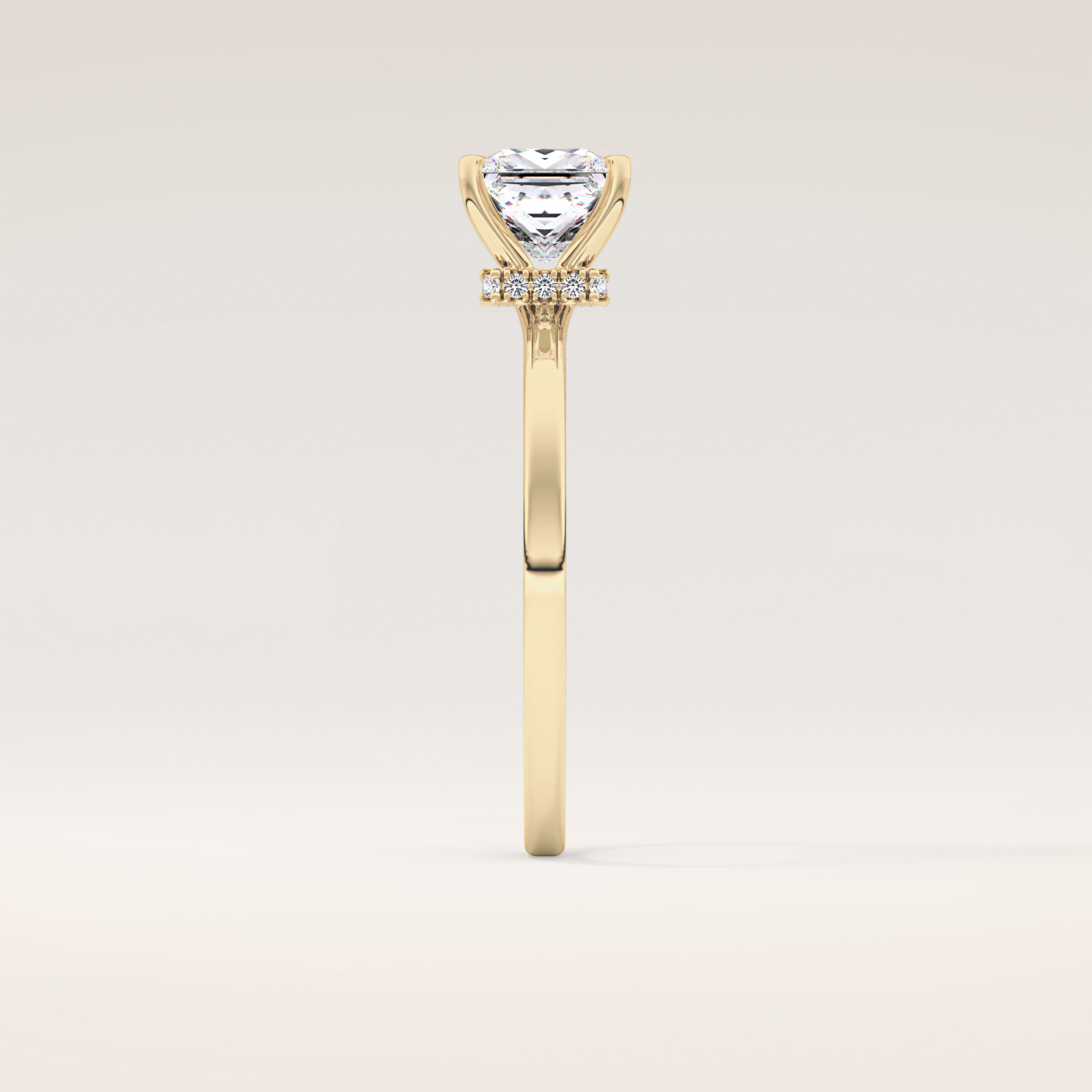1.04 CT Princess Shaped Hidden Halo Moissanite Engagement Ring