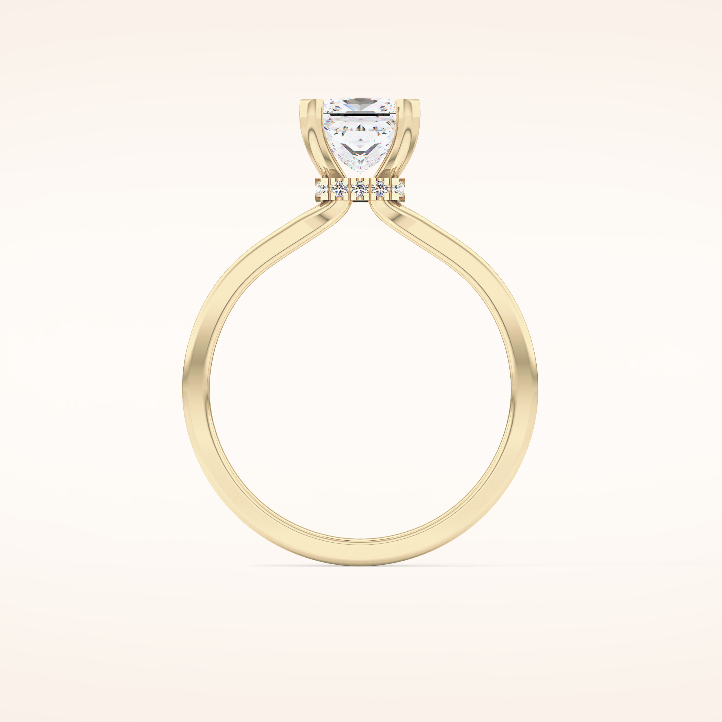 1.04 CT Princess Shaped Hidden Halo Moissanite Engagement Ring