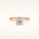 1.04 CT Princess Shaped Hidden Halo Moissanite Engagement Ring