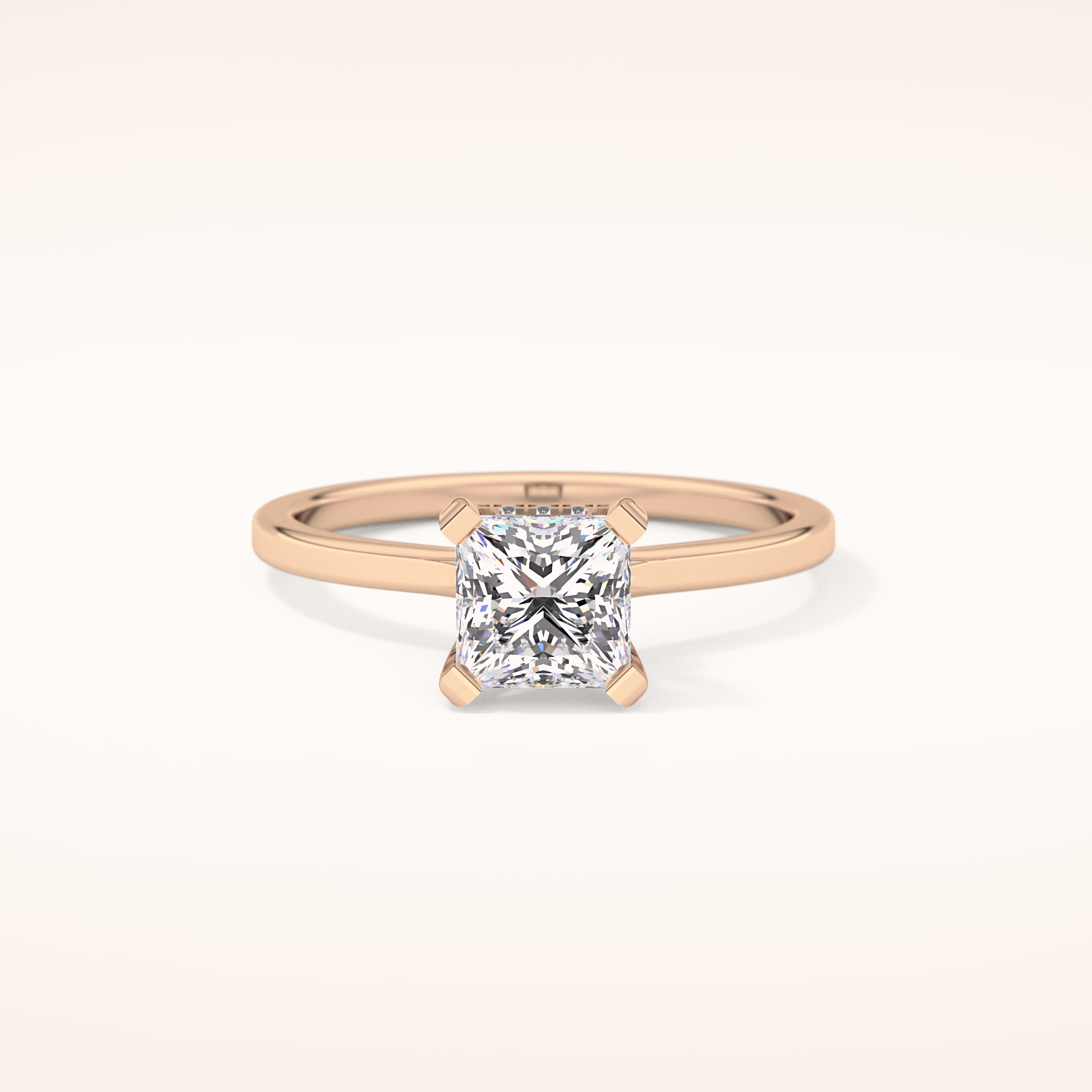 1.04 CT Princess Shaped Hidden Halo Moissanite Engagement Ring