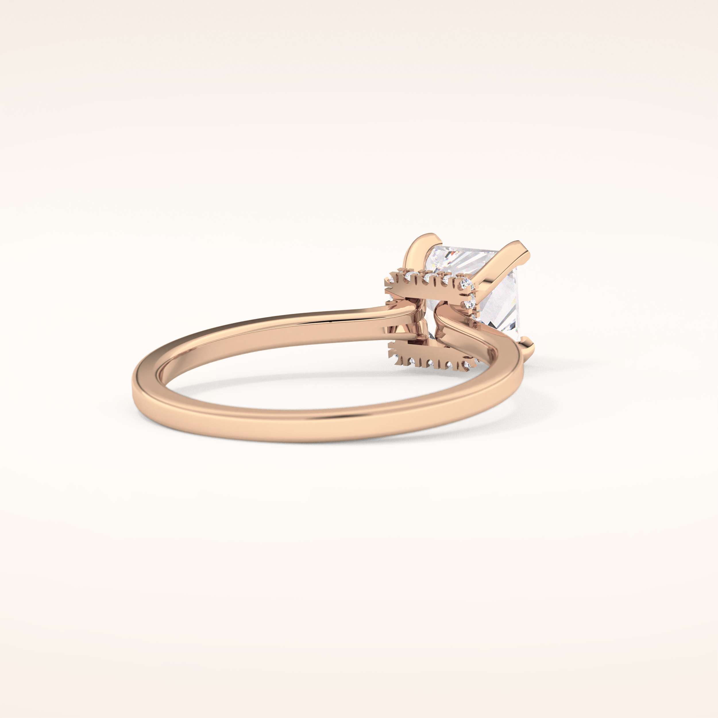 1.04 CT Princess Shaped Hidden Halo Moissanite Engagement Ring