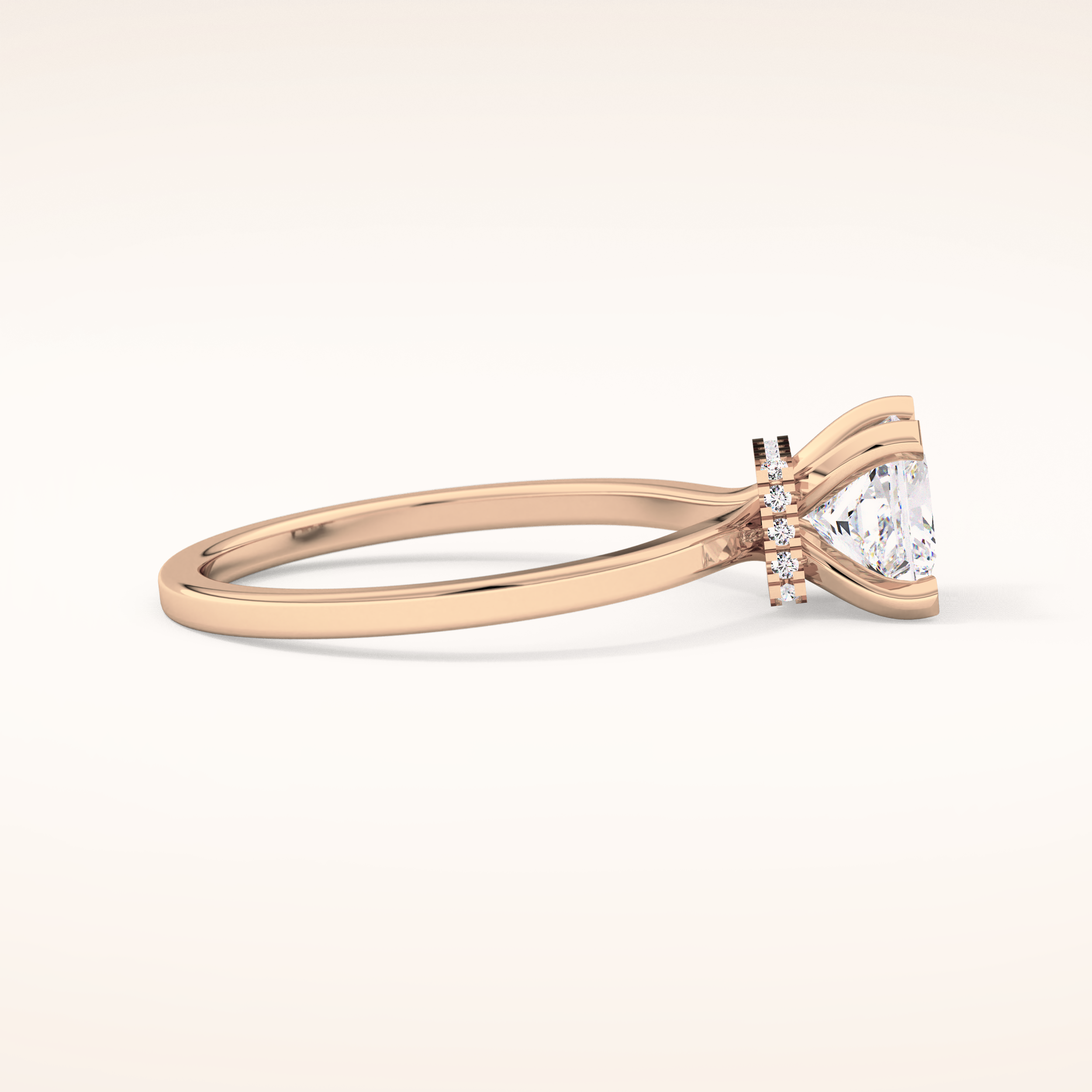 1.04 CT Princess Shaped Hidden Halo Moissanite Engagement Ring