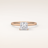 1.04 CT Princess Shaped Hidden Halo Moissanite Engagement Ring