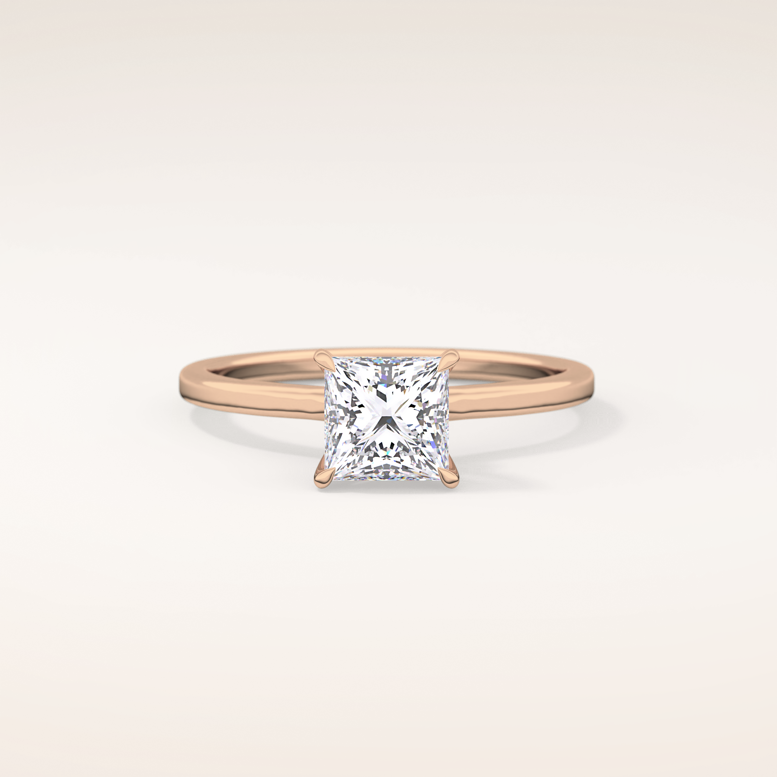 1.04 CT Princess Shaped Hidden Halo Moissanite Engagement Ring