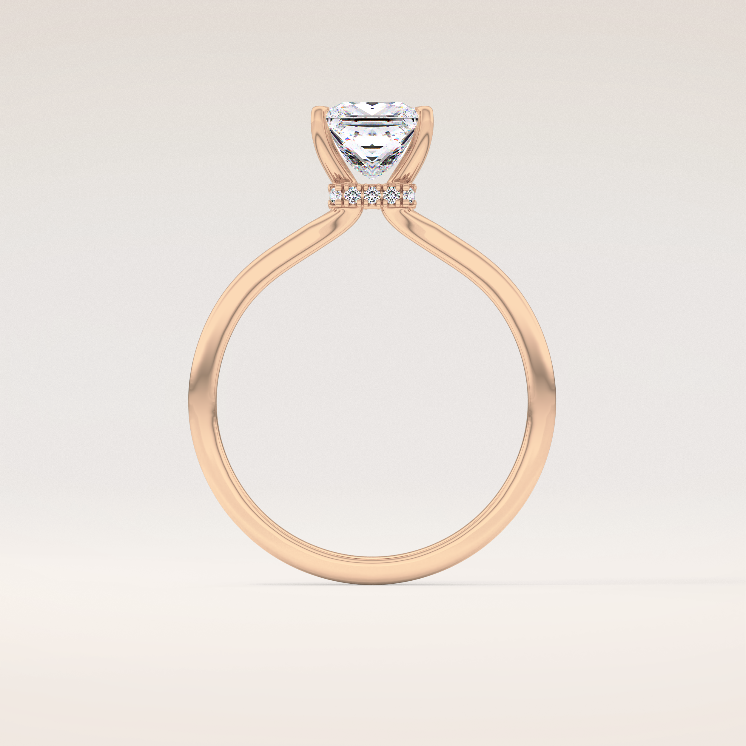 1.04 CT Princess Shaped Hidden Halo Moissanite Engagement Ring
