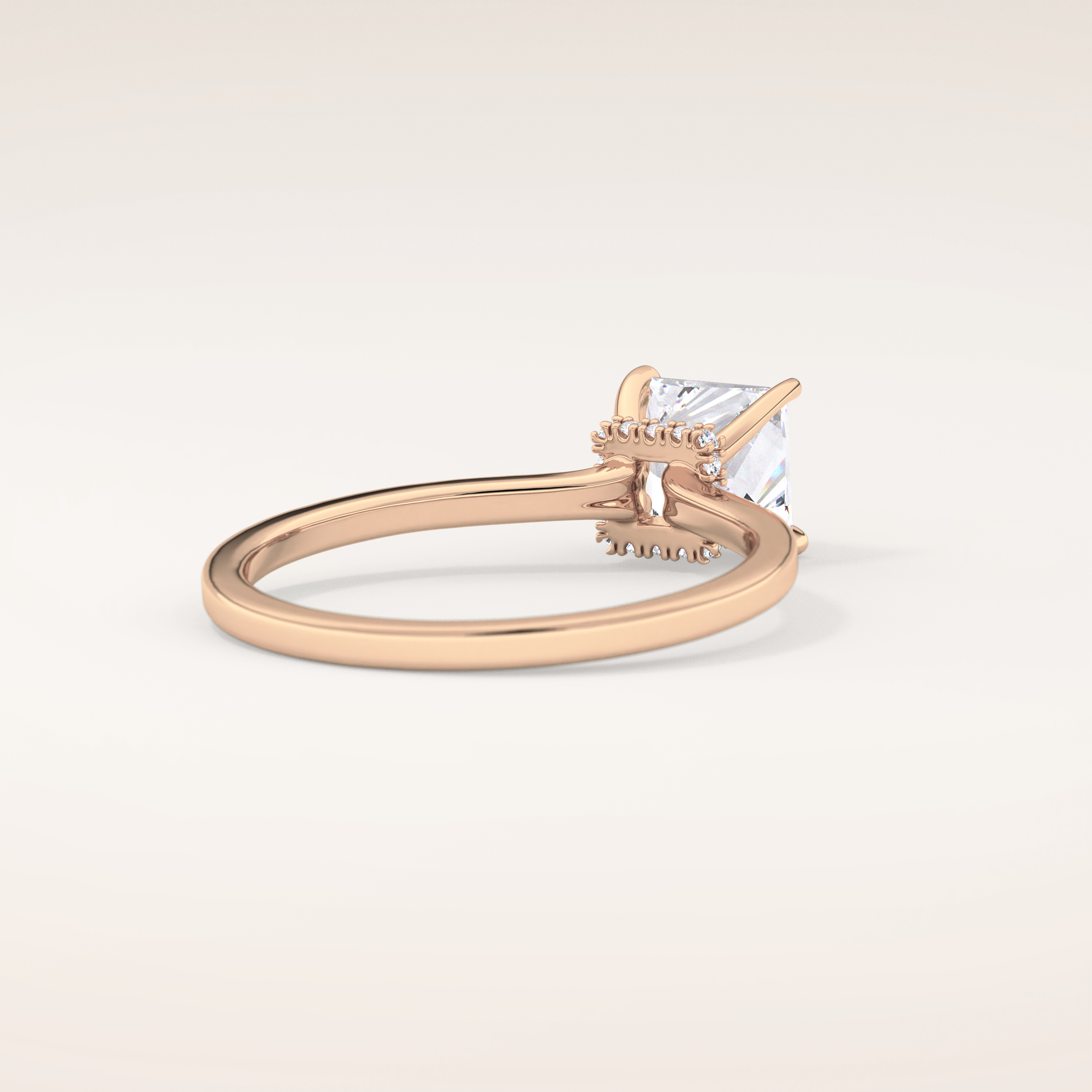 1.04 CT Princess Shaped Hidden Halo Moissanite Engagement Ring
