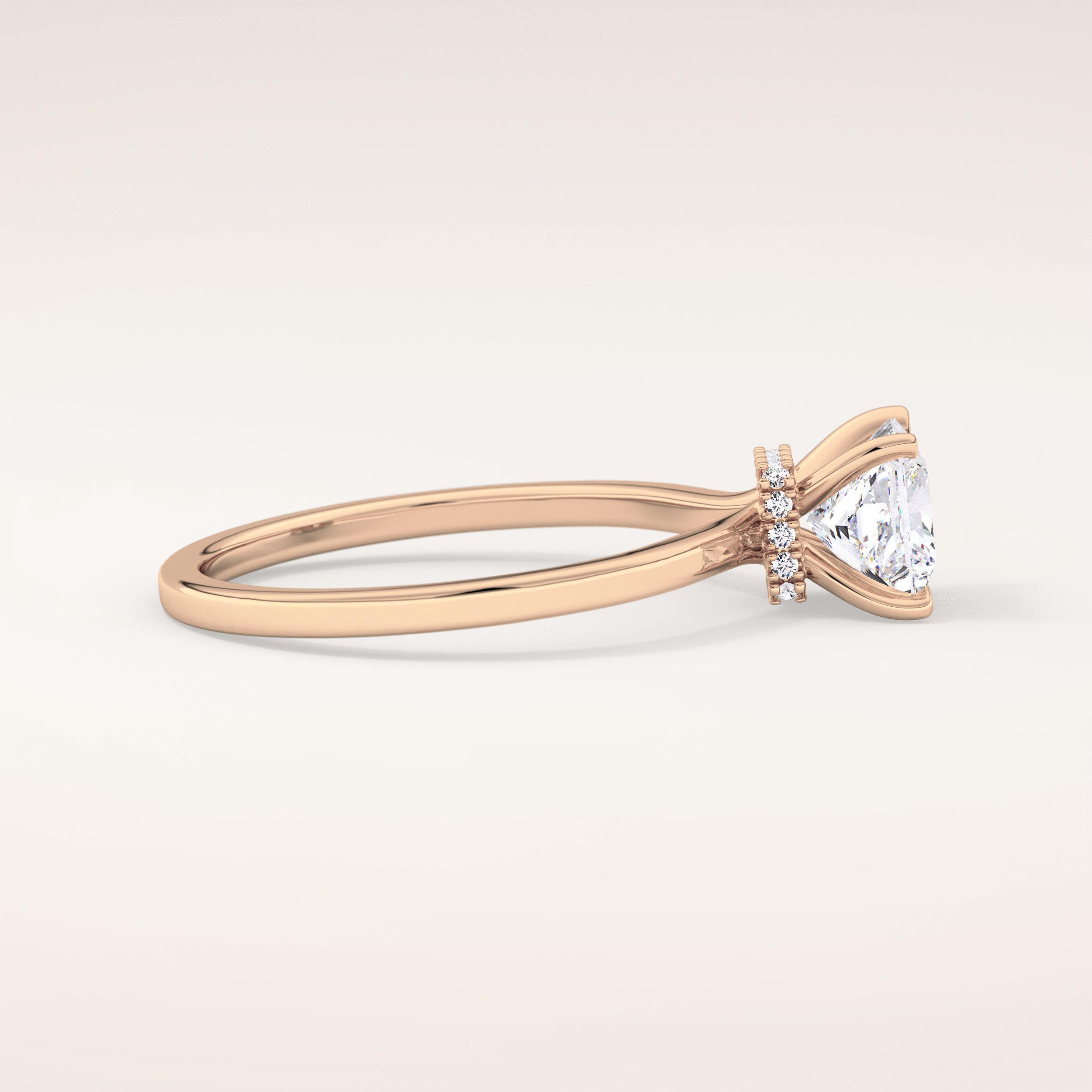 1.04 CT Princess Shaped Hidden Halo Moissanite Engagement Ring